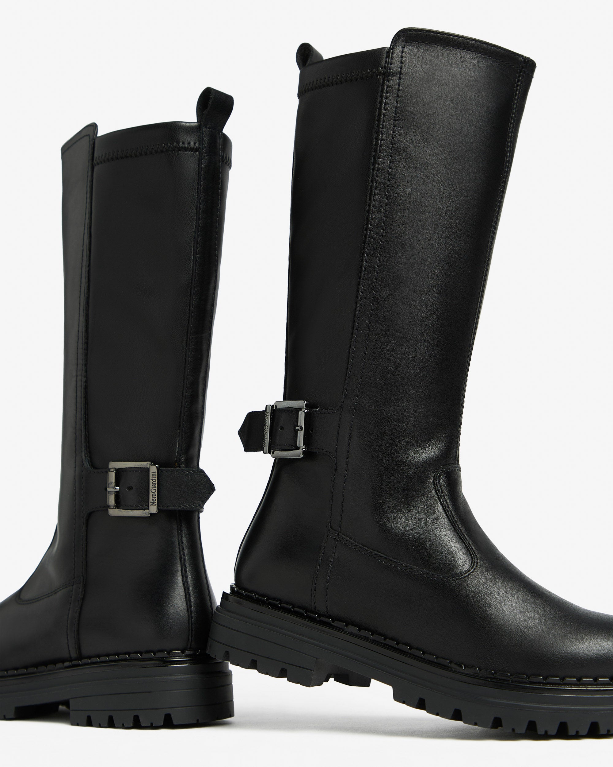 Nero Giardini Boots bottes cuir fille hautes boucle stretch