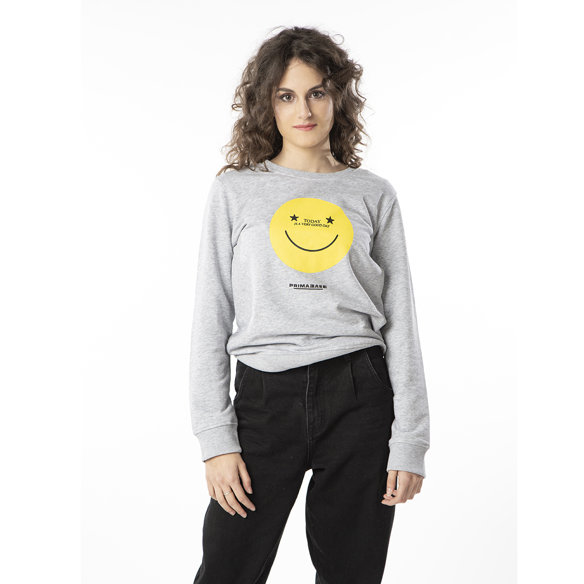 Primabase Leitmotiv sweat Smile gris coton bio