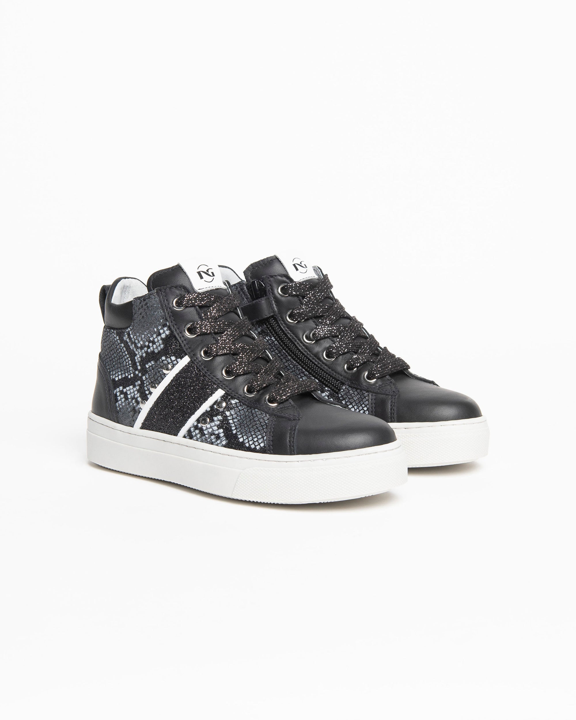 Nero Giardini Sneakers basket fille cuir léopard zip 31-39