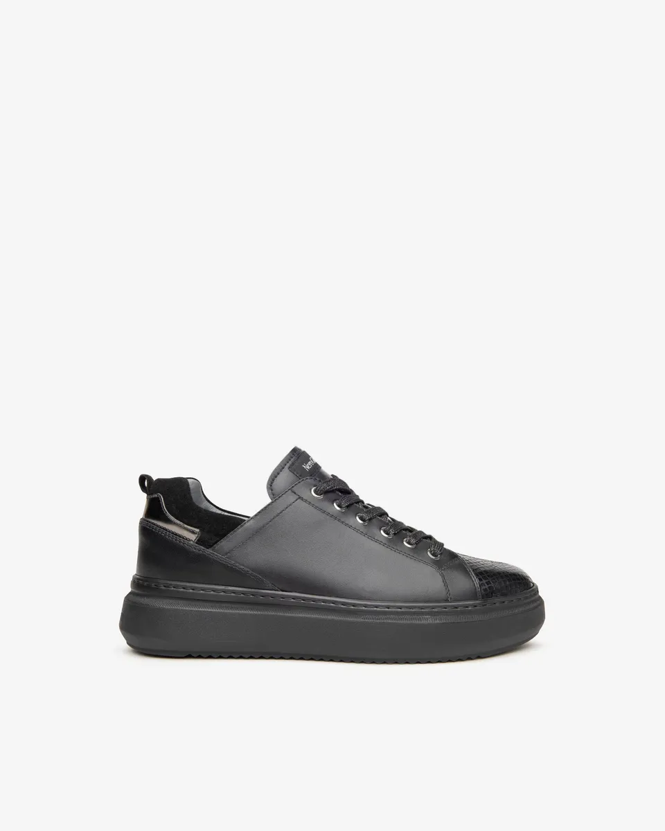 Nero Giardini Sneakers baskets cuir imprimé animal 4cm