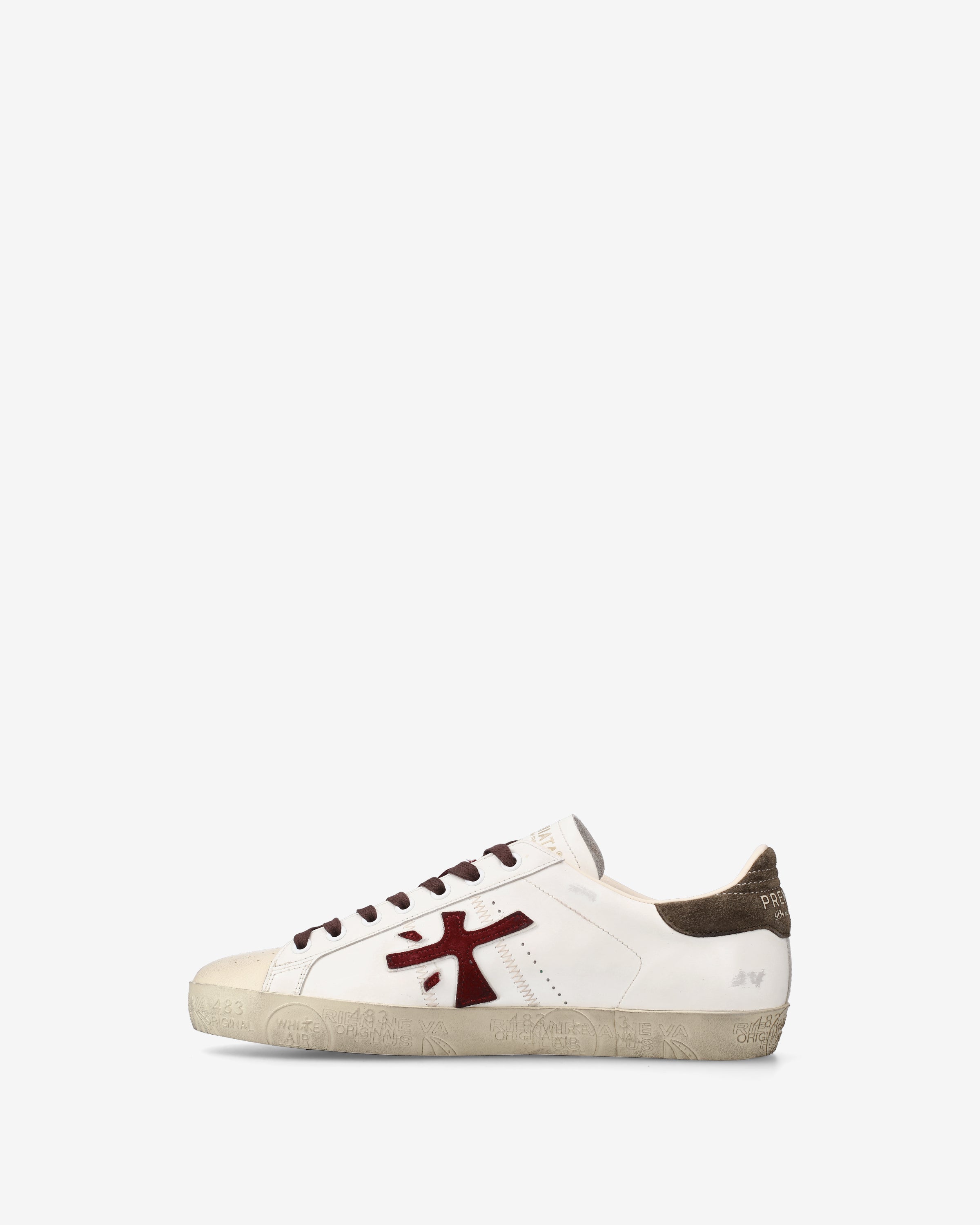 Premiata Steven 7628 sneakers cuir blanc bordeaux homme