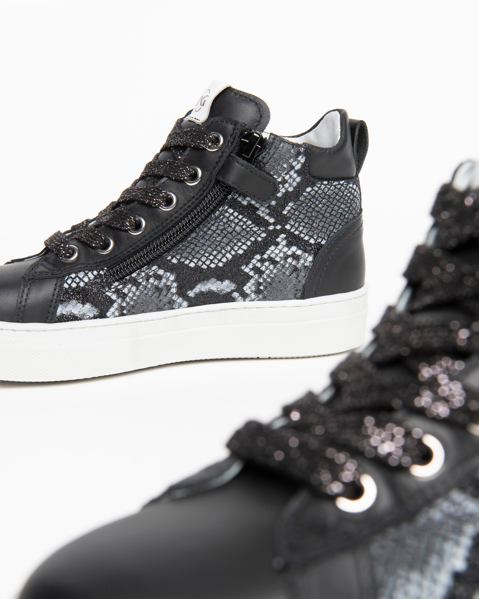 Nero Giardini Sneakers basket fille cuir léopard zip 31-39