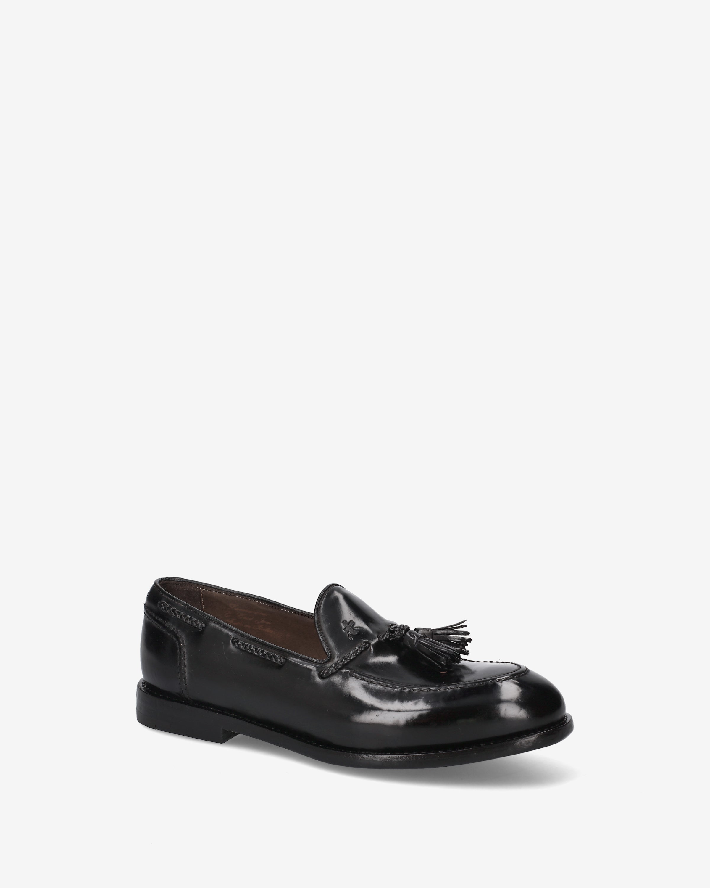 Premiata Loafers Mocassin Cuir Noir à Pompons