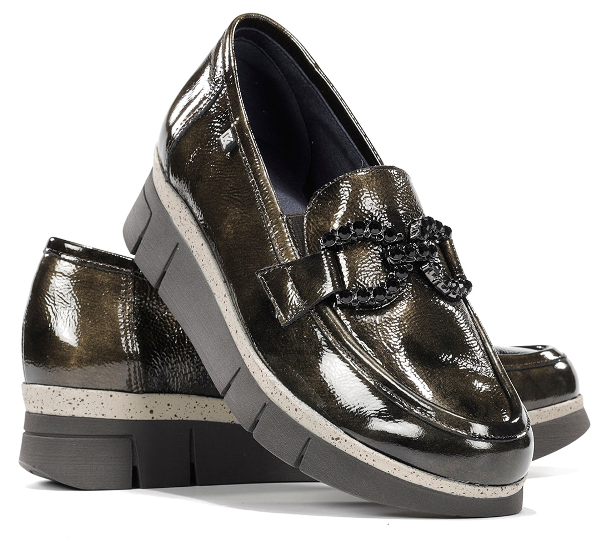 Dorking India D9325 mocassins verts femme confort