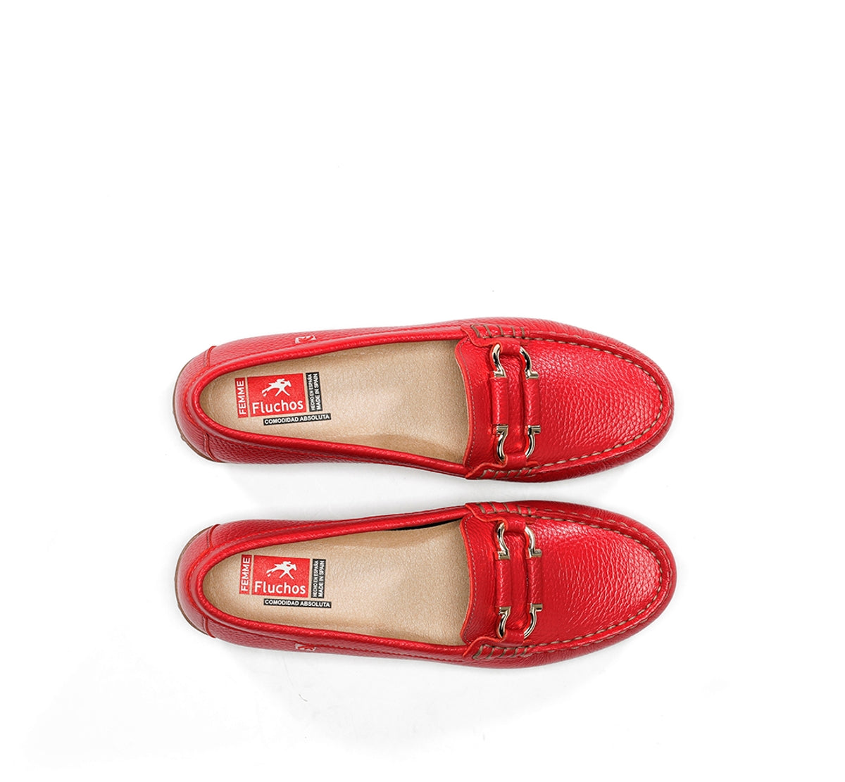 Fluchos Bruni F2156 mocassins femme rouge cuir