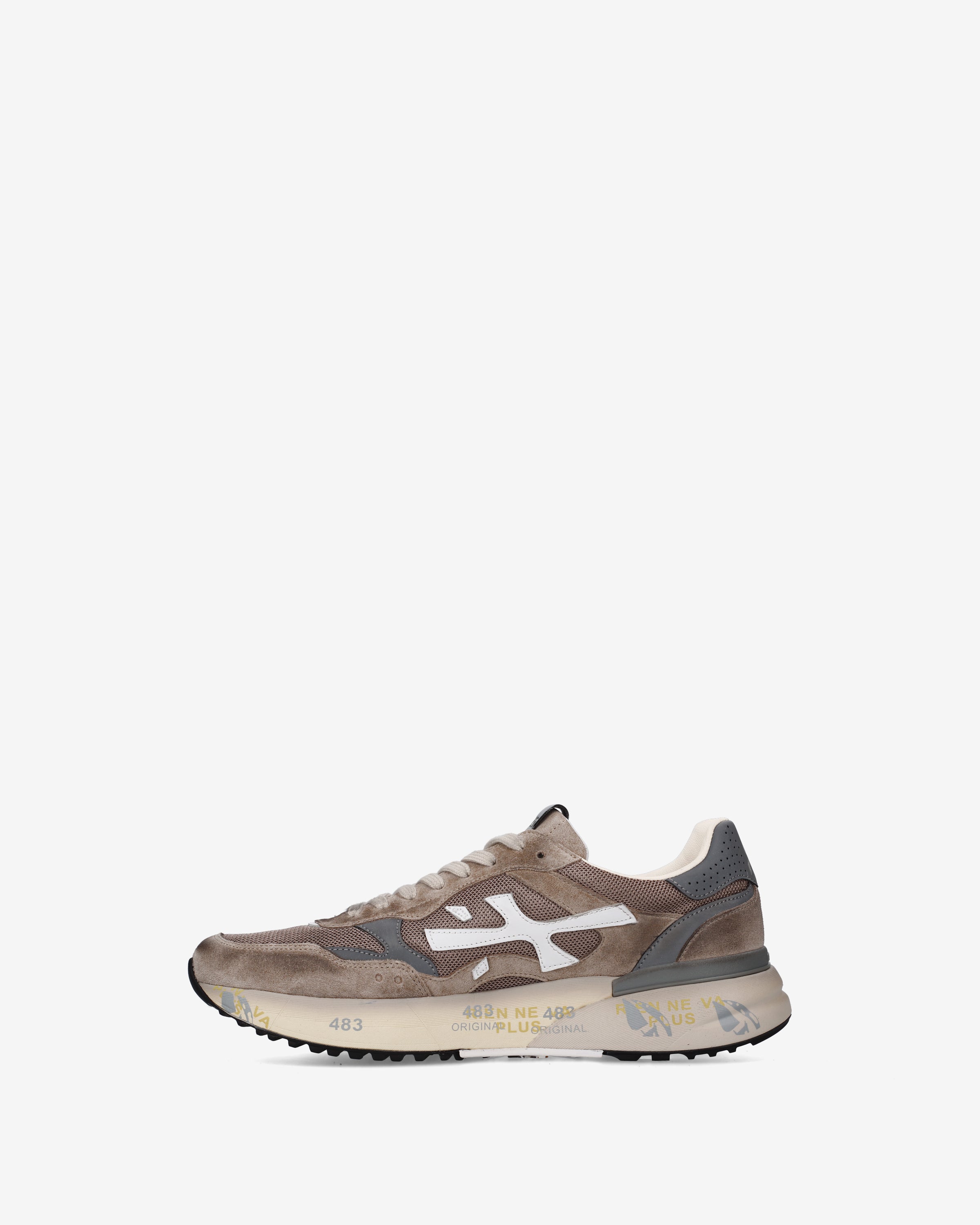 Premiata Mick 8118 baskets taupe daim et mesh