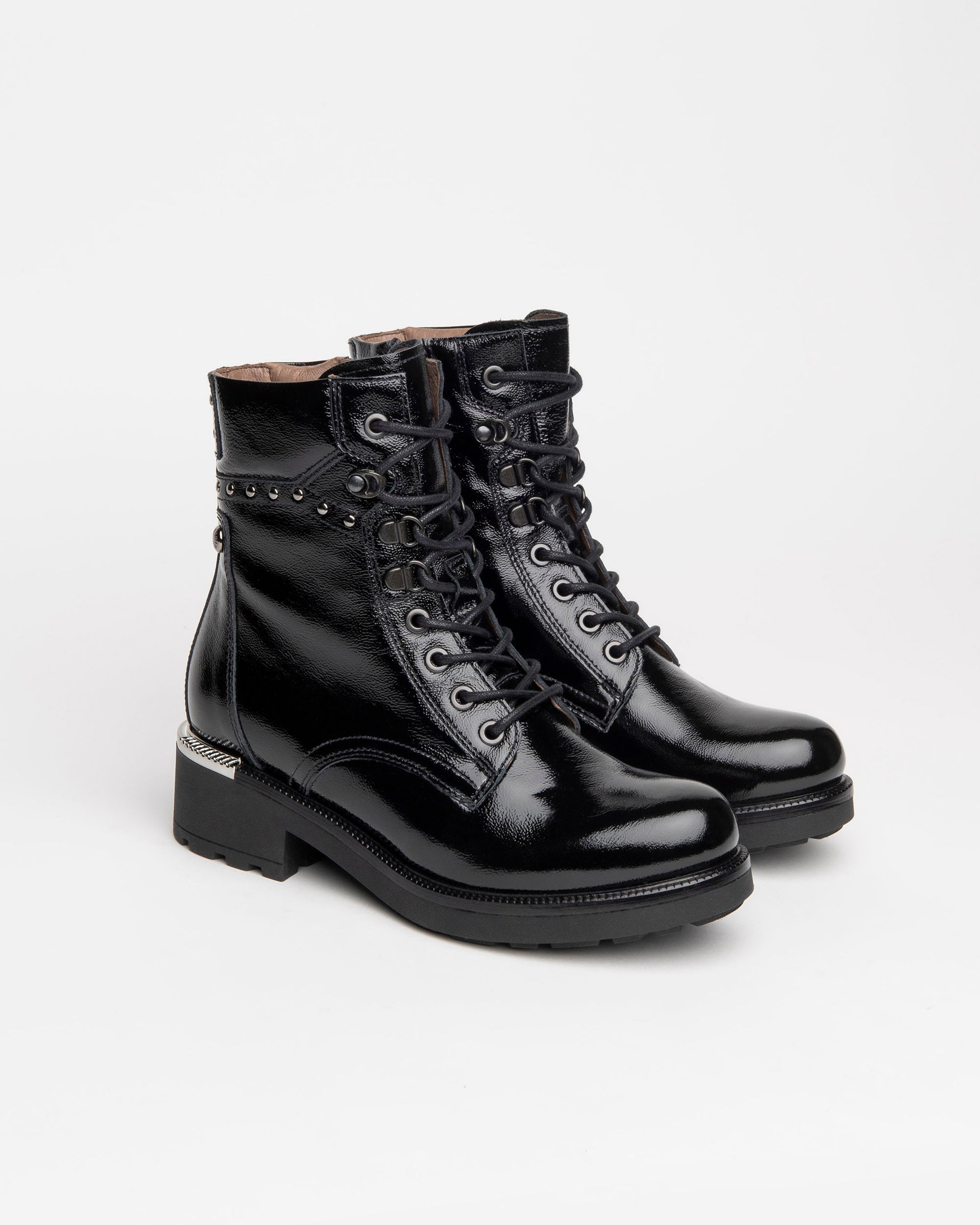 Nero Giardini Combat Boots rangers vernis femme zip
