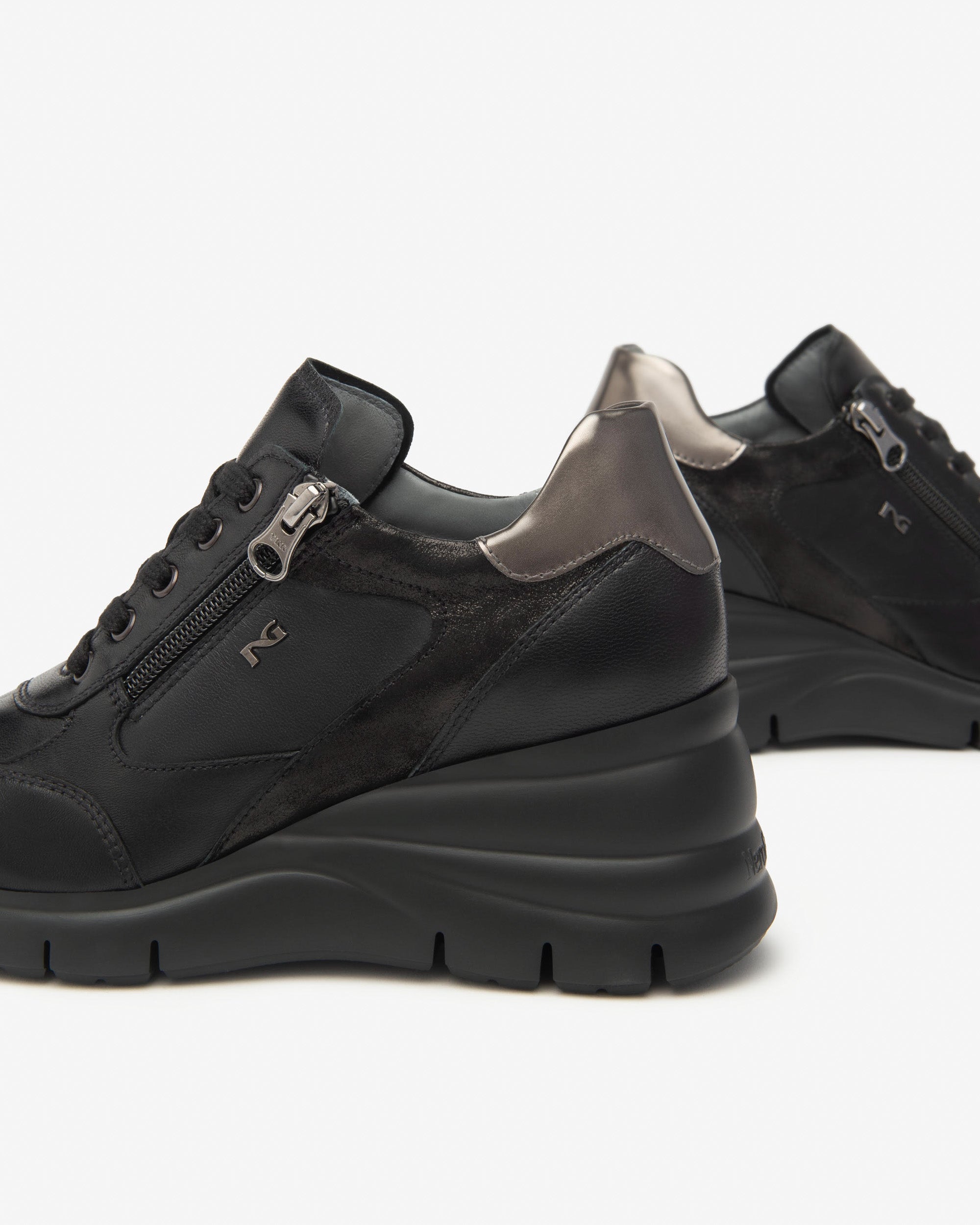 Nero Giardini Sneakers Baskets Cuir Femme Tissu Technique
