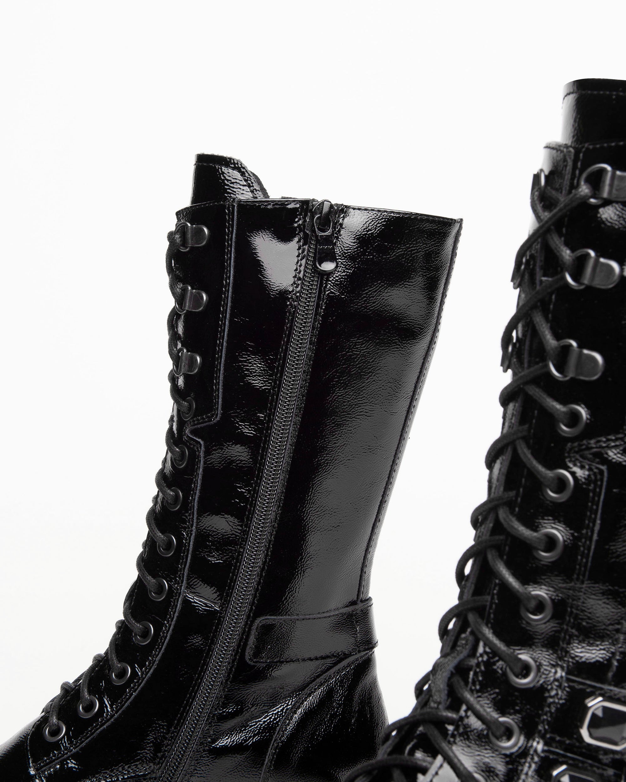 Nero Giardini Boots bottines vernies lacets talon 4 cm