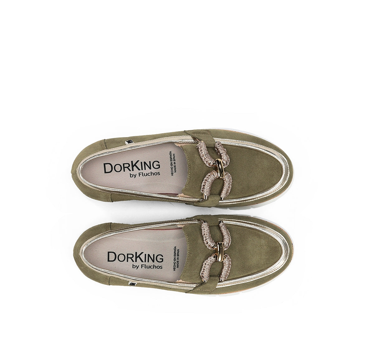Dorking India D9298 mocassin vert cuir femme