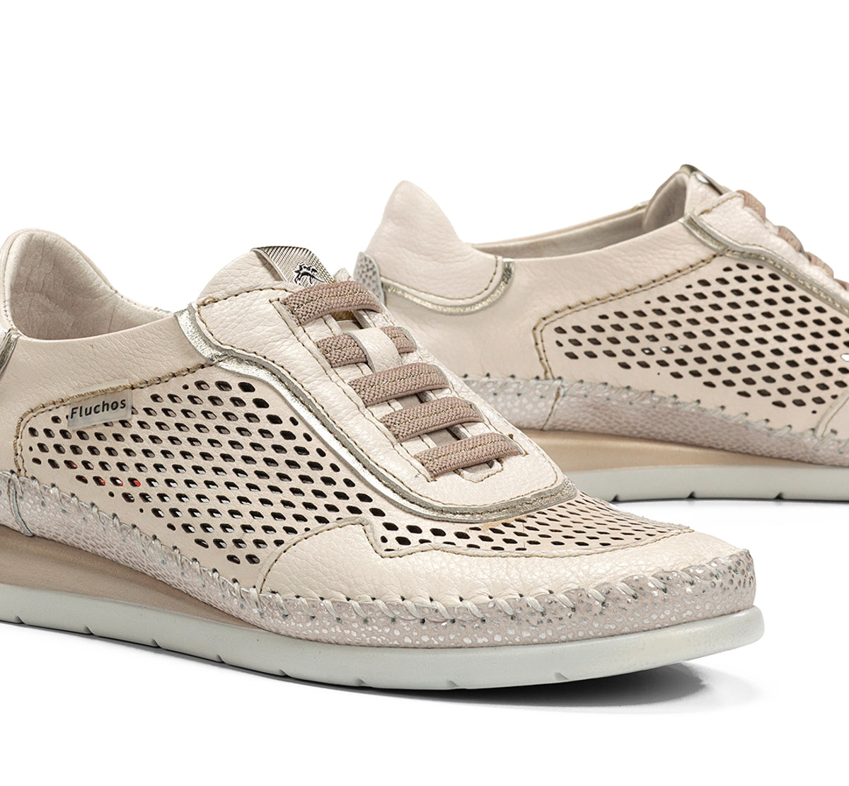Fluchos Sella F2143 baskets femme taupe compensées