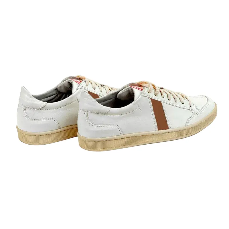 Sawa Lafrica baskets cuir blanc marron clair 38