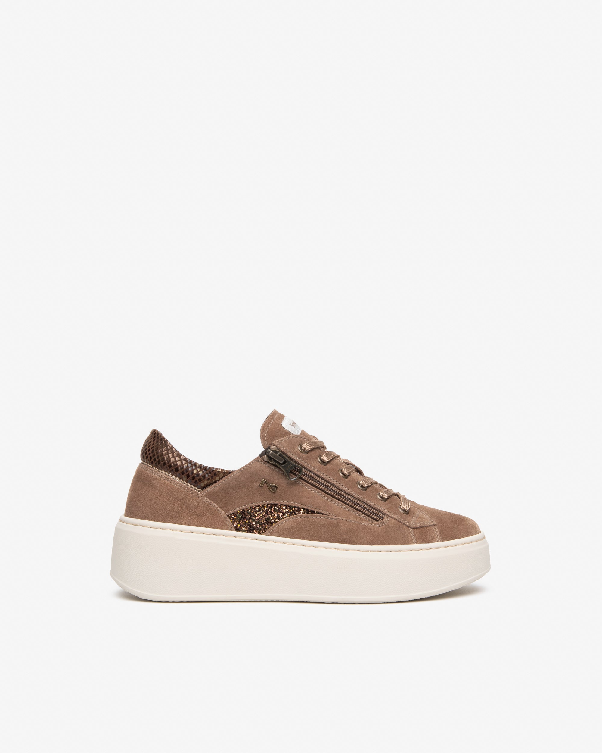 Nero Giardini Sneakers baskets femme daim plateforme zip cuir