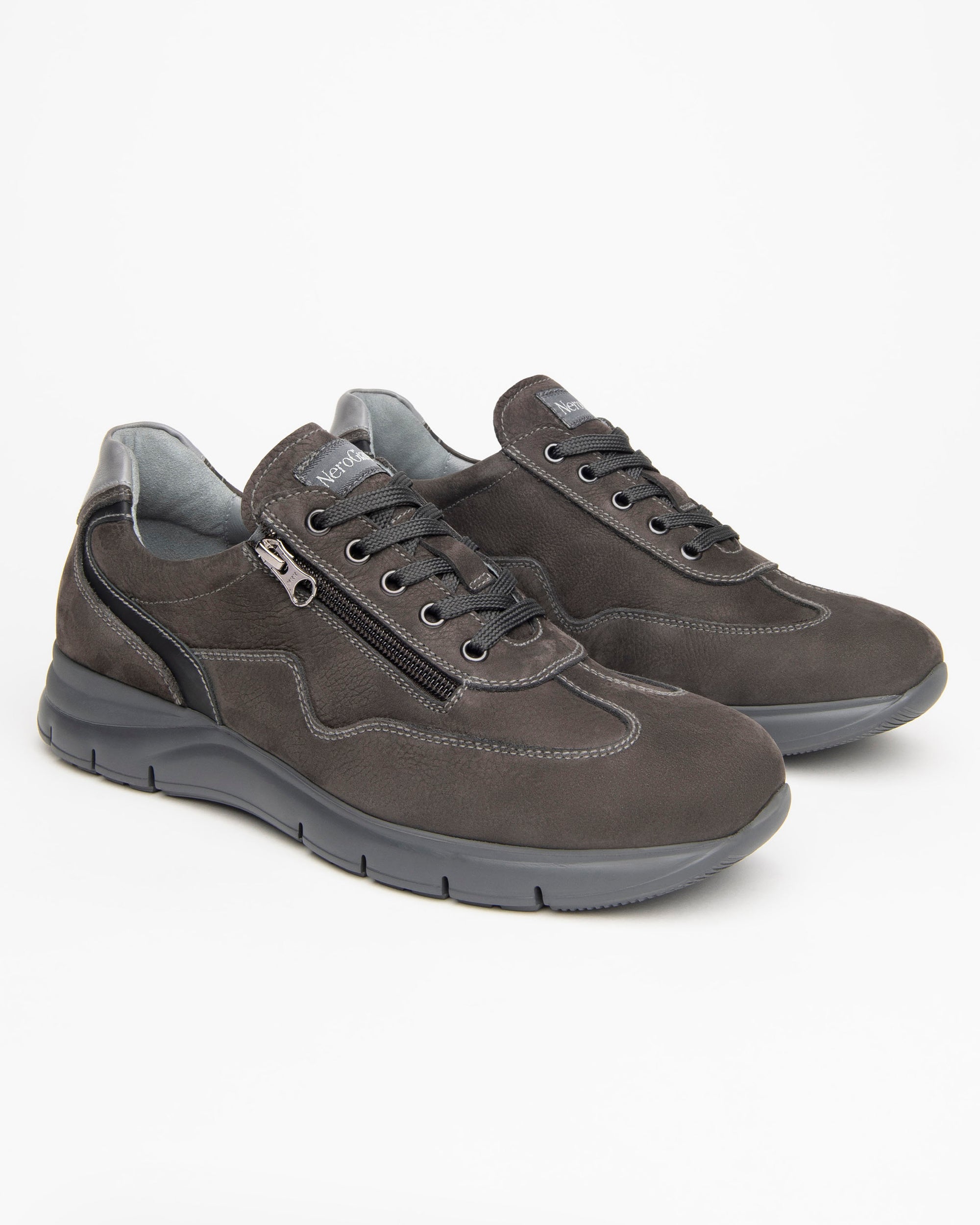 Nero Giardini Sneakers baskets cuir homme nubuck zip