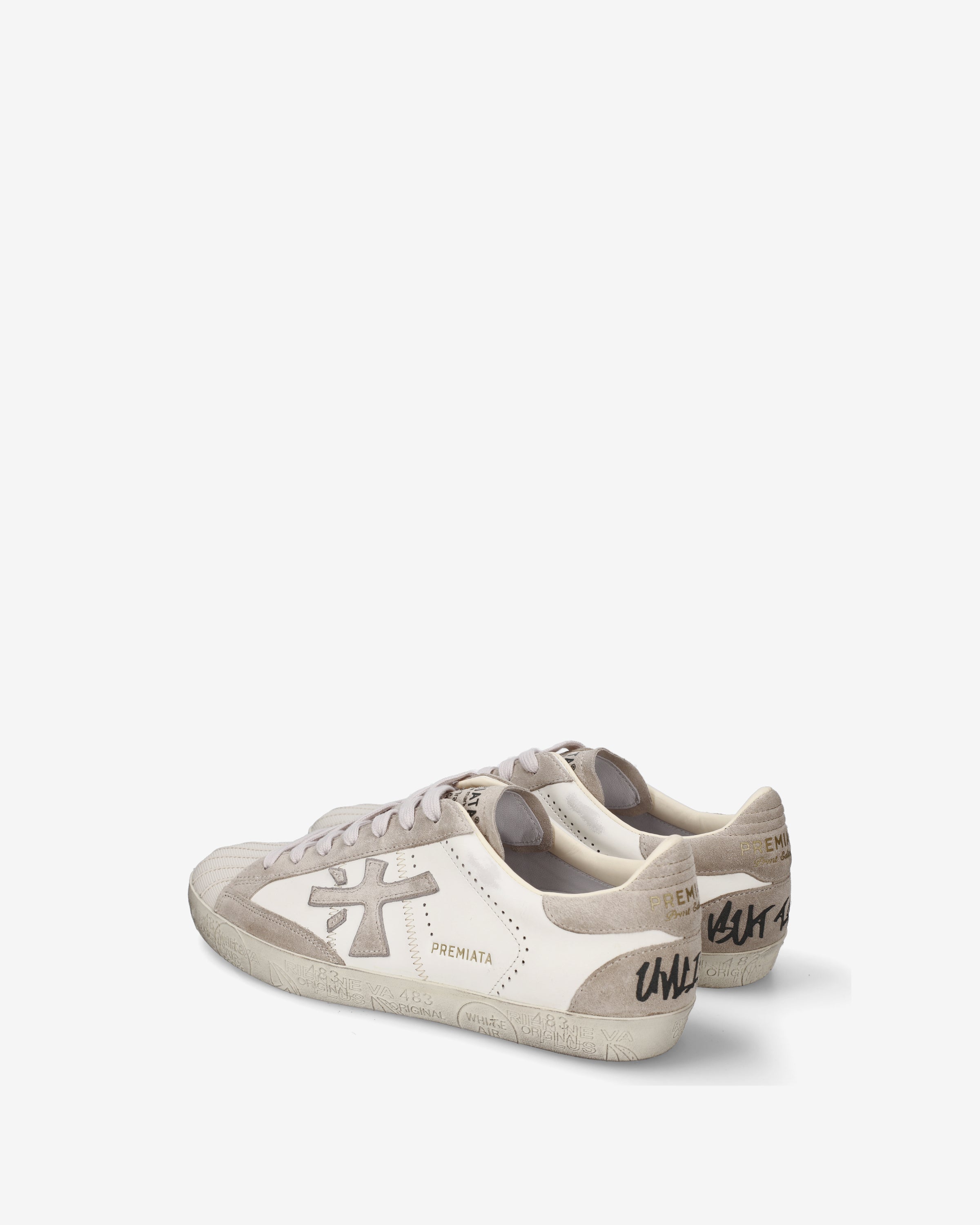 Premiata Steven 8480 baskets homme crème cuir daim