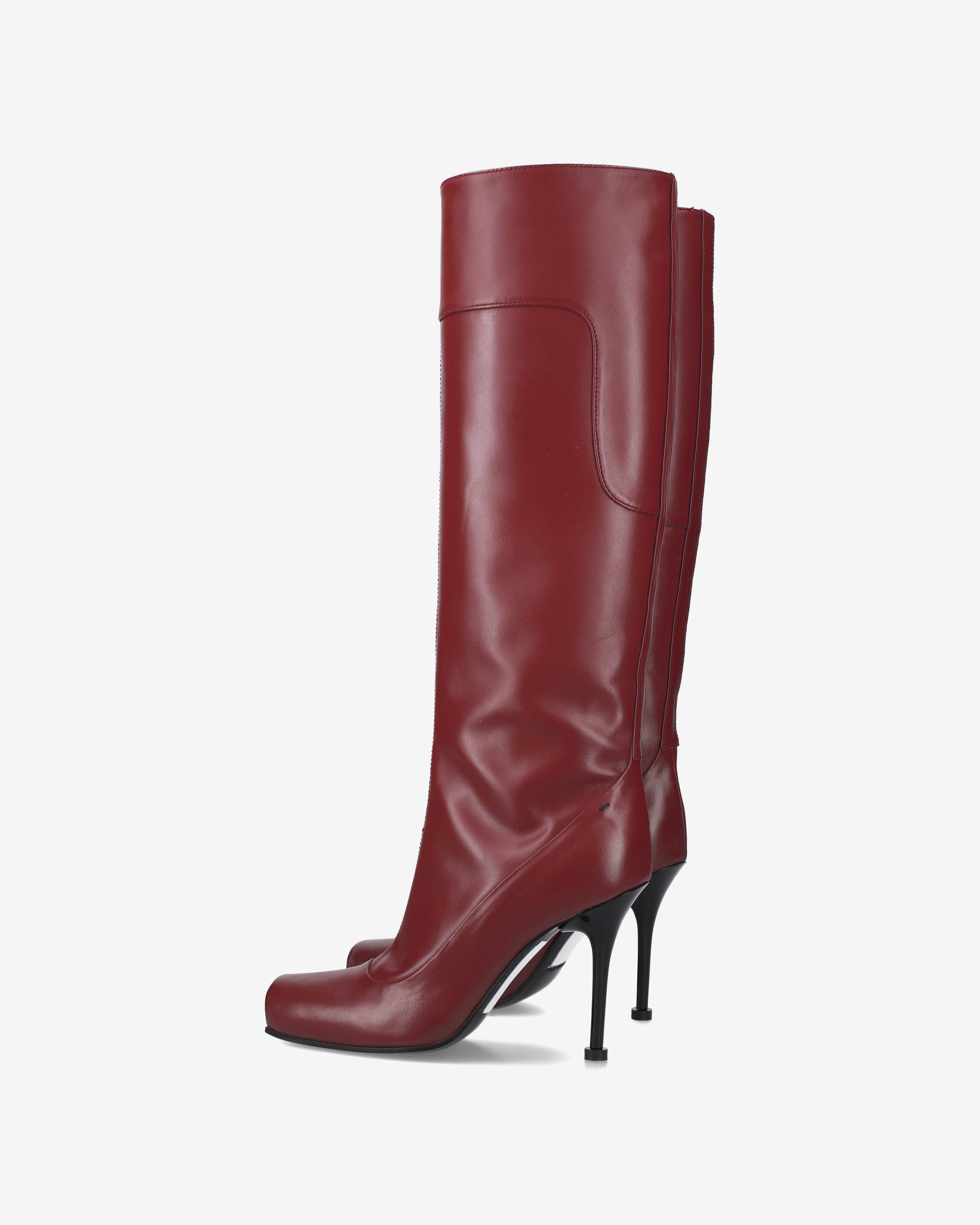 Premiata Bottes Femme Cuir Bordeaux Talon 10 cm