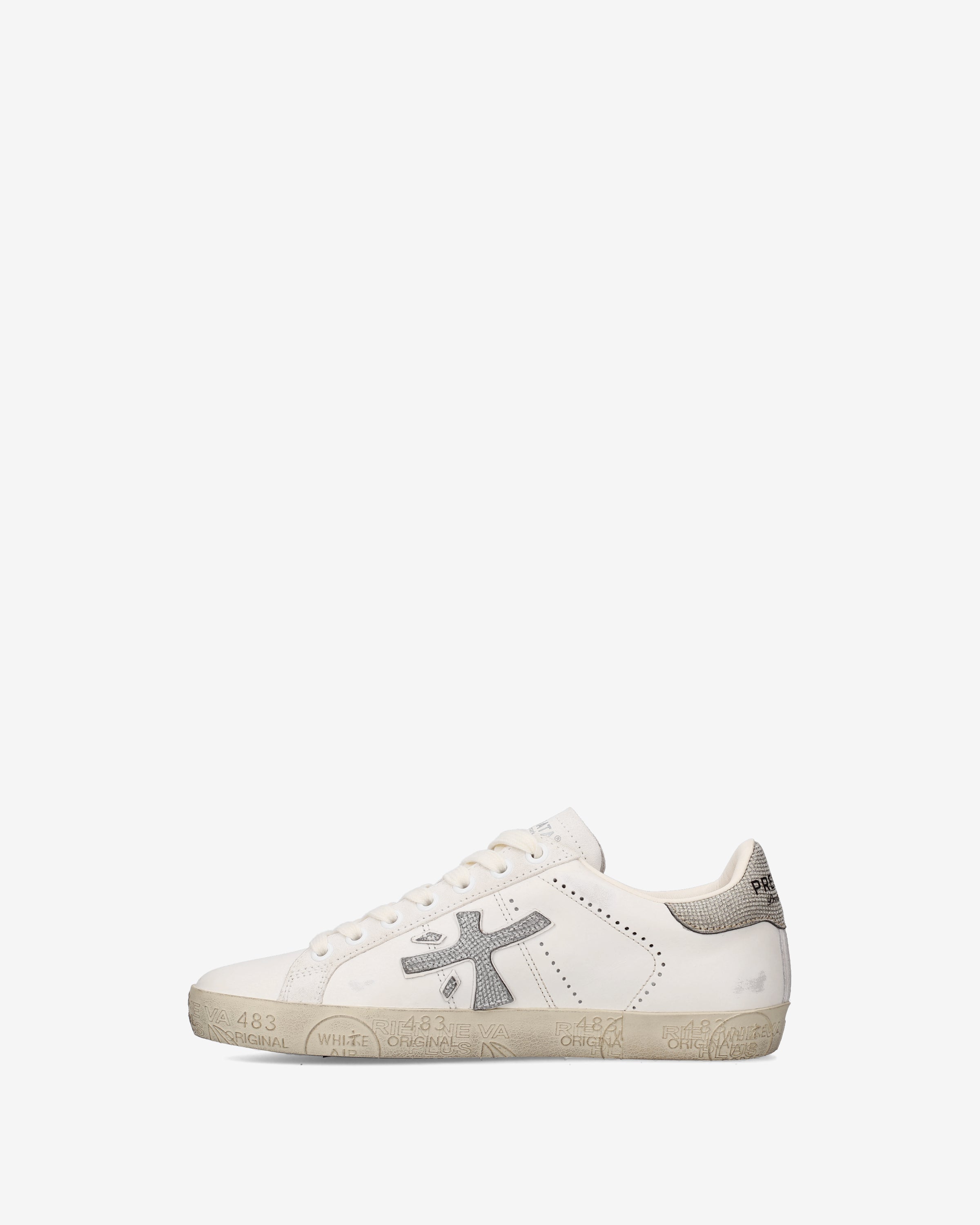 Premiata Stevend 8127 sneakers cuir blanc argent femme