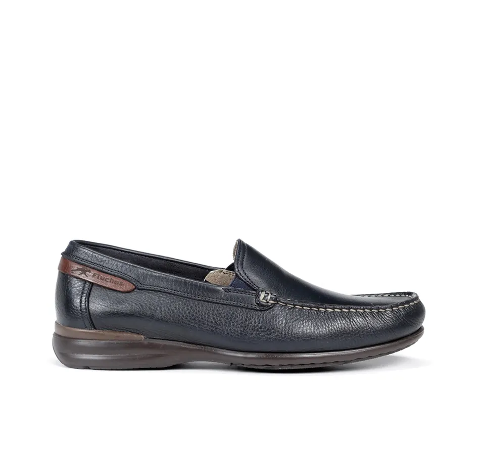 Fluchos Orion 8682 mocassin homme bleu cuir