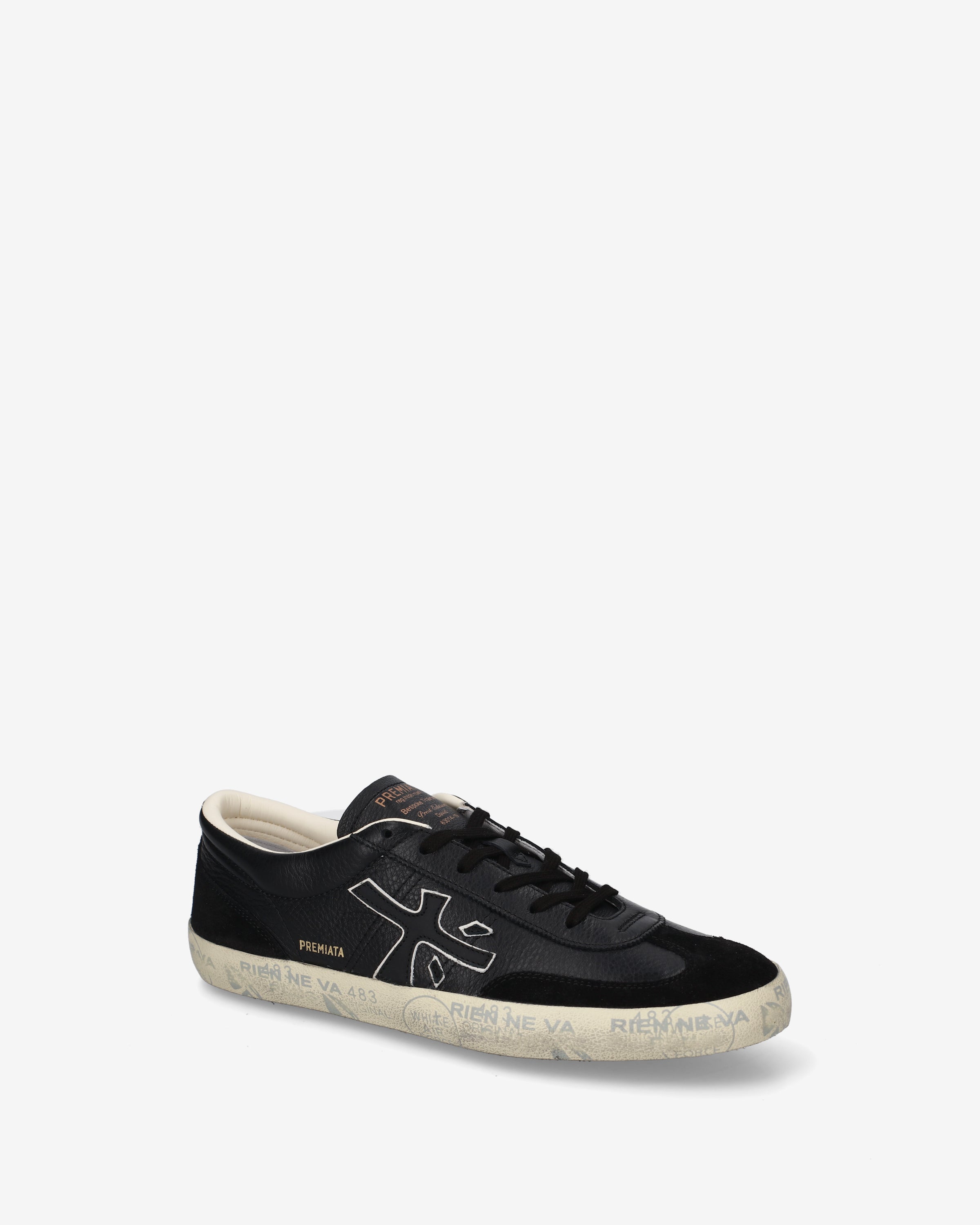 Premiata David 8285 sneakers homme noir cuir perforé
