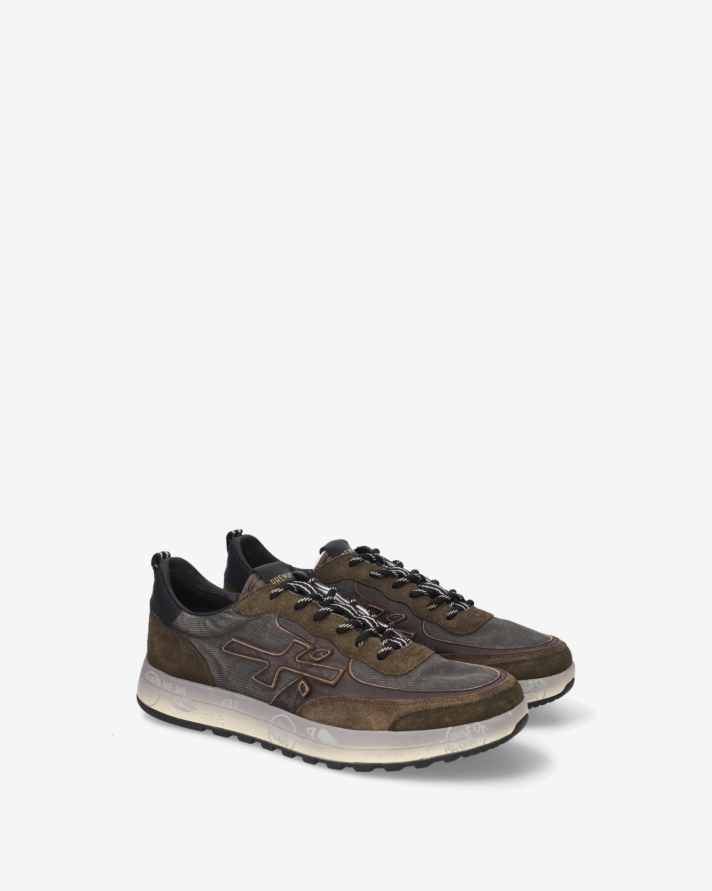 Premiata Nous 8685 baskets homme vert olive marron