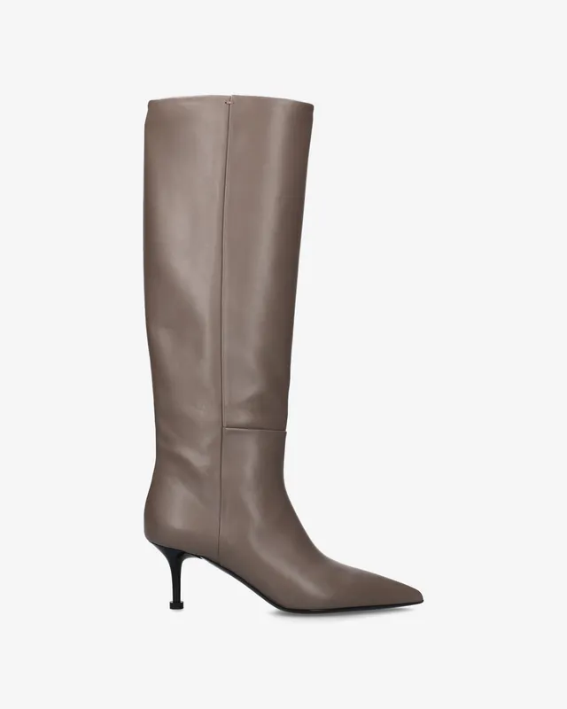 Premiata Boots bottes cuir taupe talon 6,5 cm