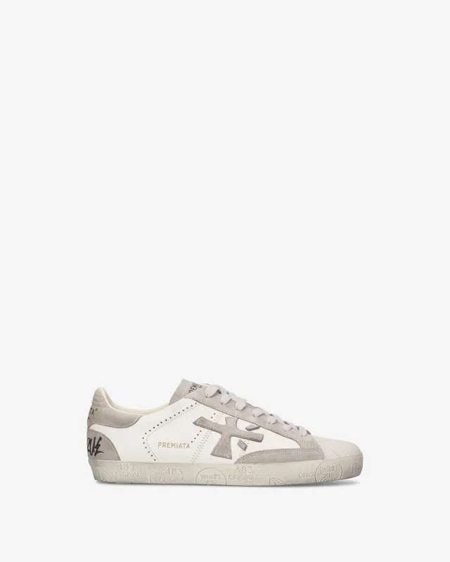 Premiata Steven 8480 baskets homme crème cuir daim