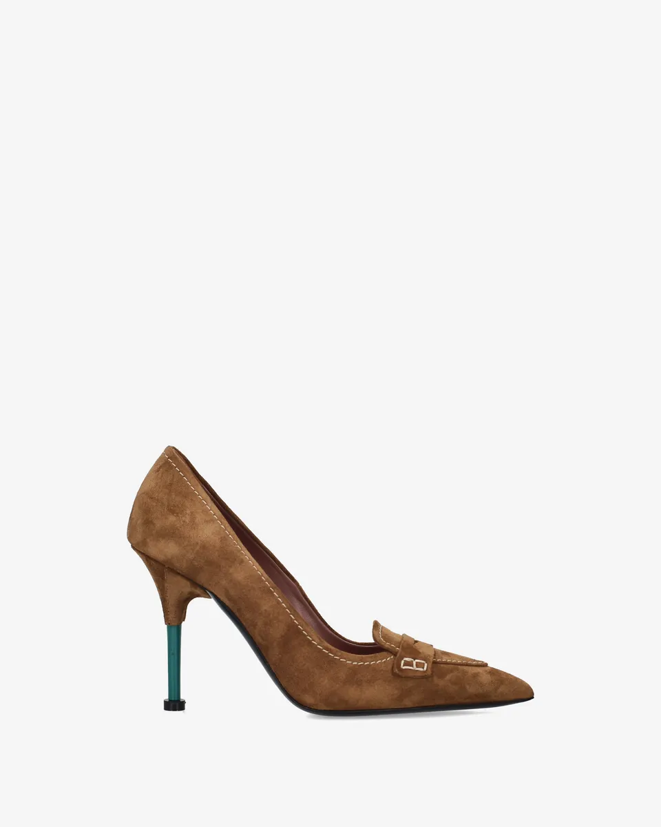 Premiata escarpins daim tabac talon 10 cm 38