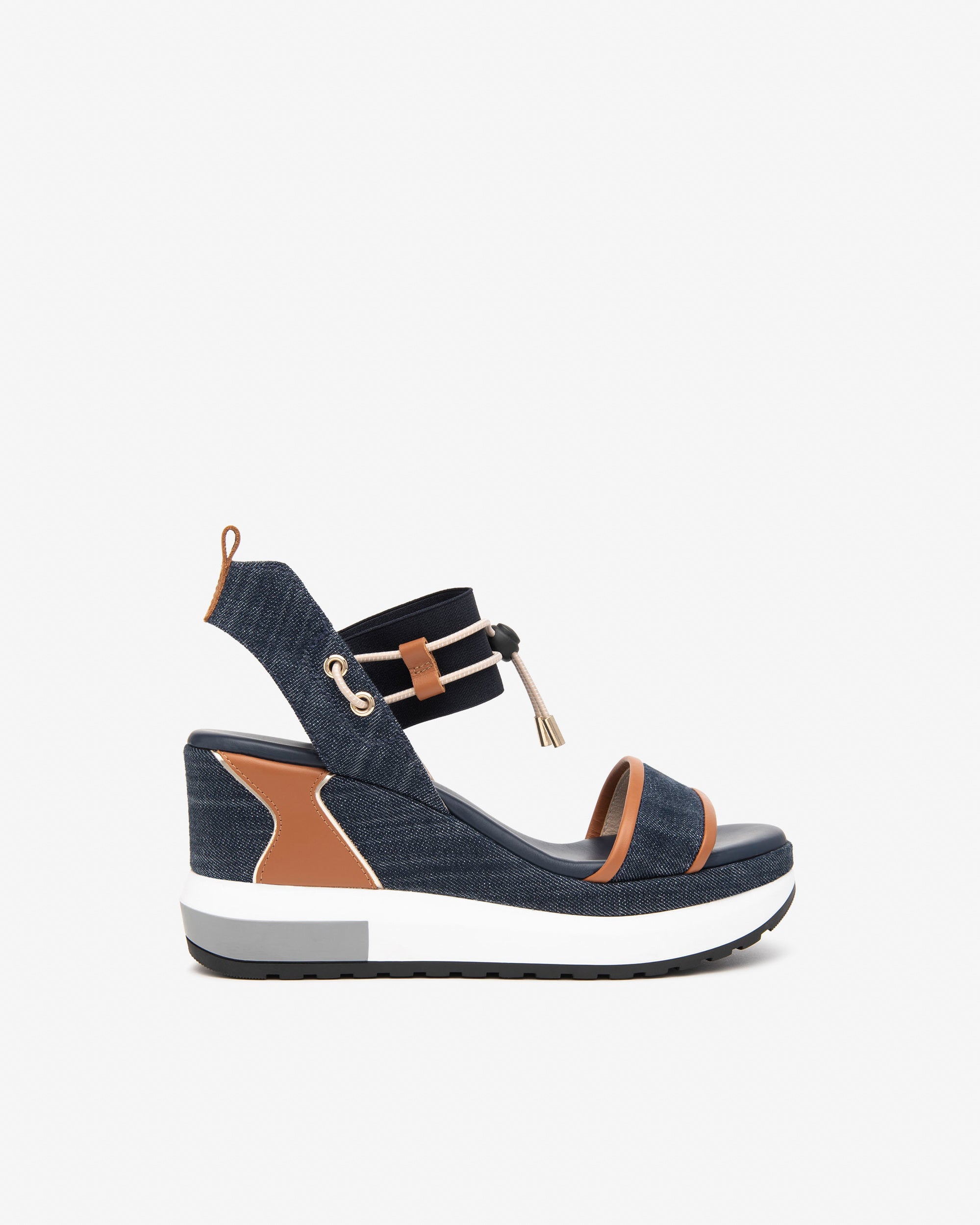 Nero Giardini Sandales femme cuir denim compensé