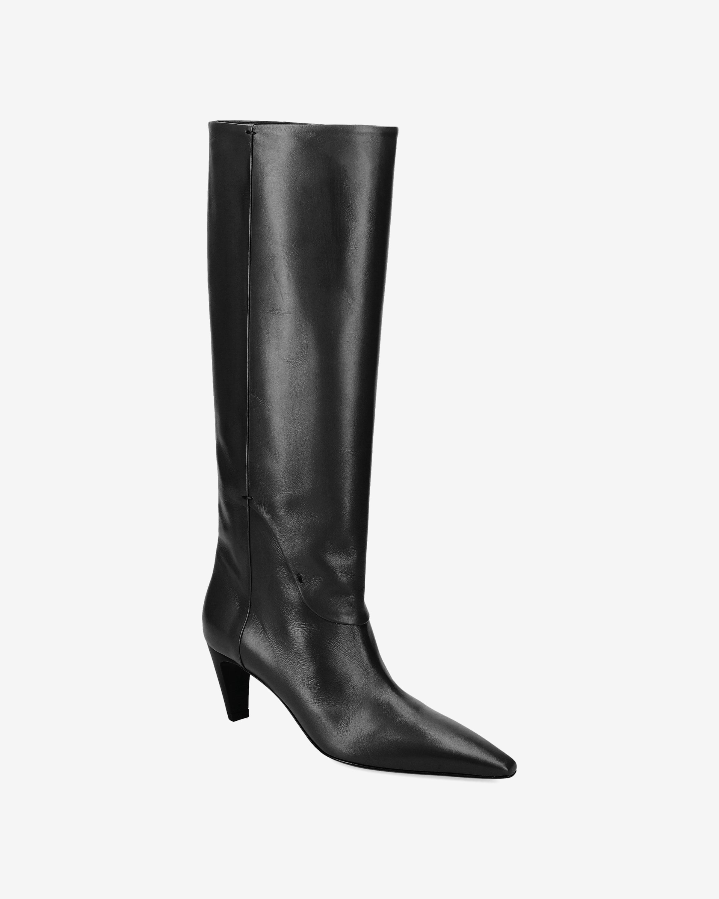 Premiata bottines cuir noir talon 70 mm femme