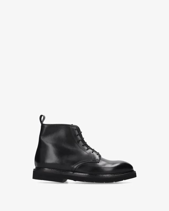Premiata boots homme cuir noir cousu Goodyear