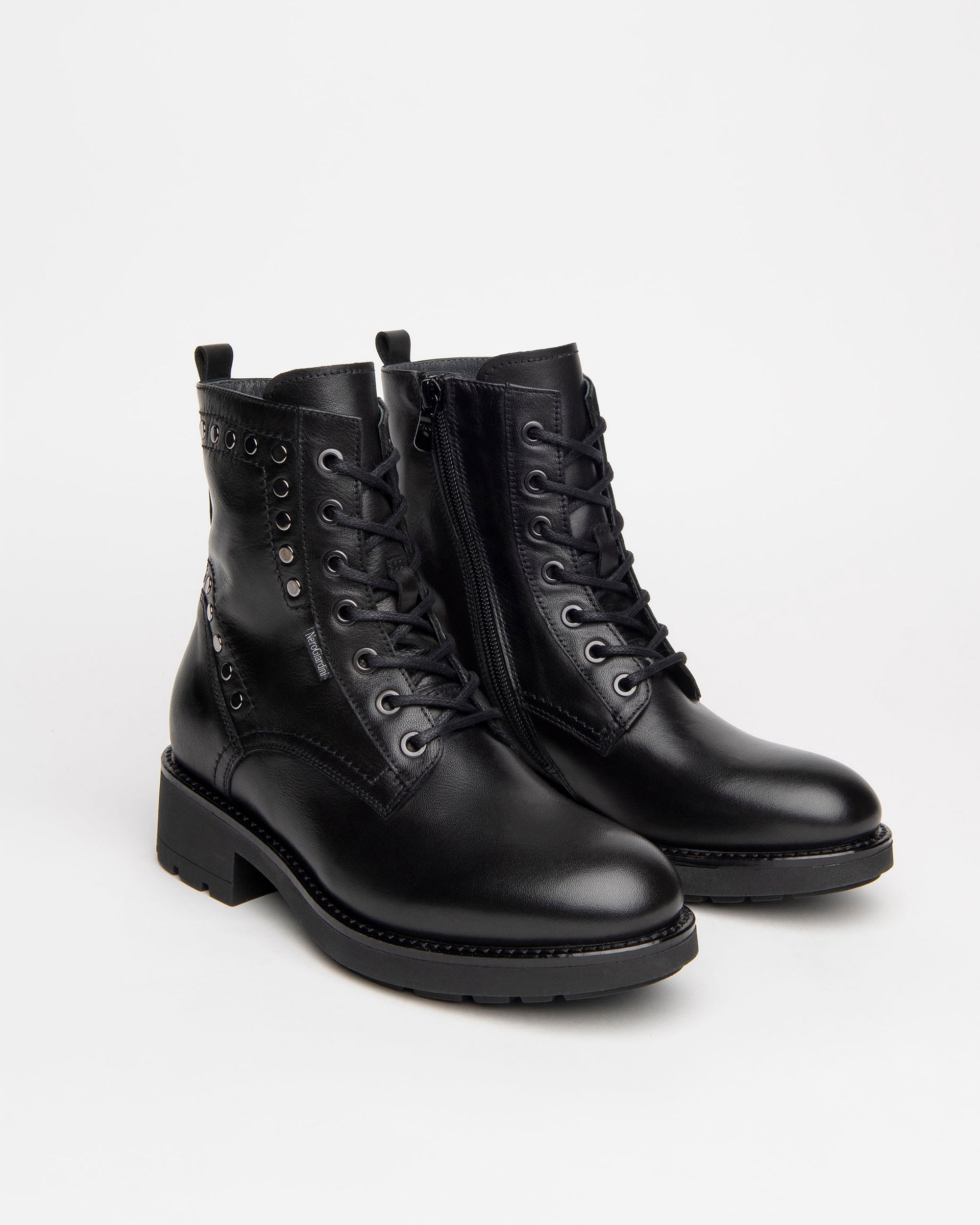 Nero Giardini Combat Boots cuir femme clous
