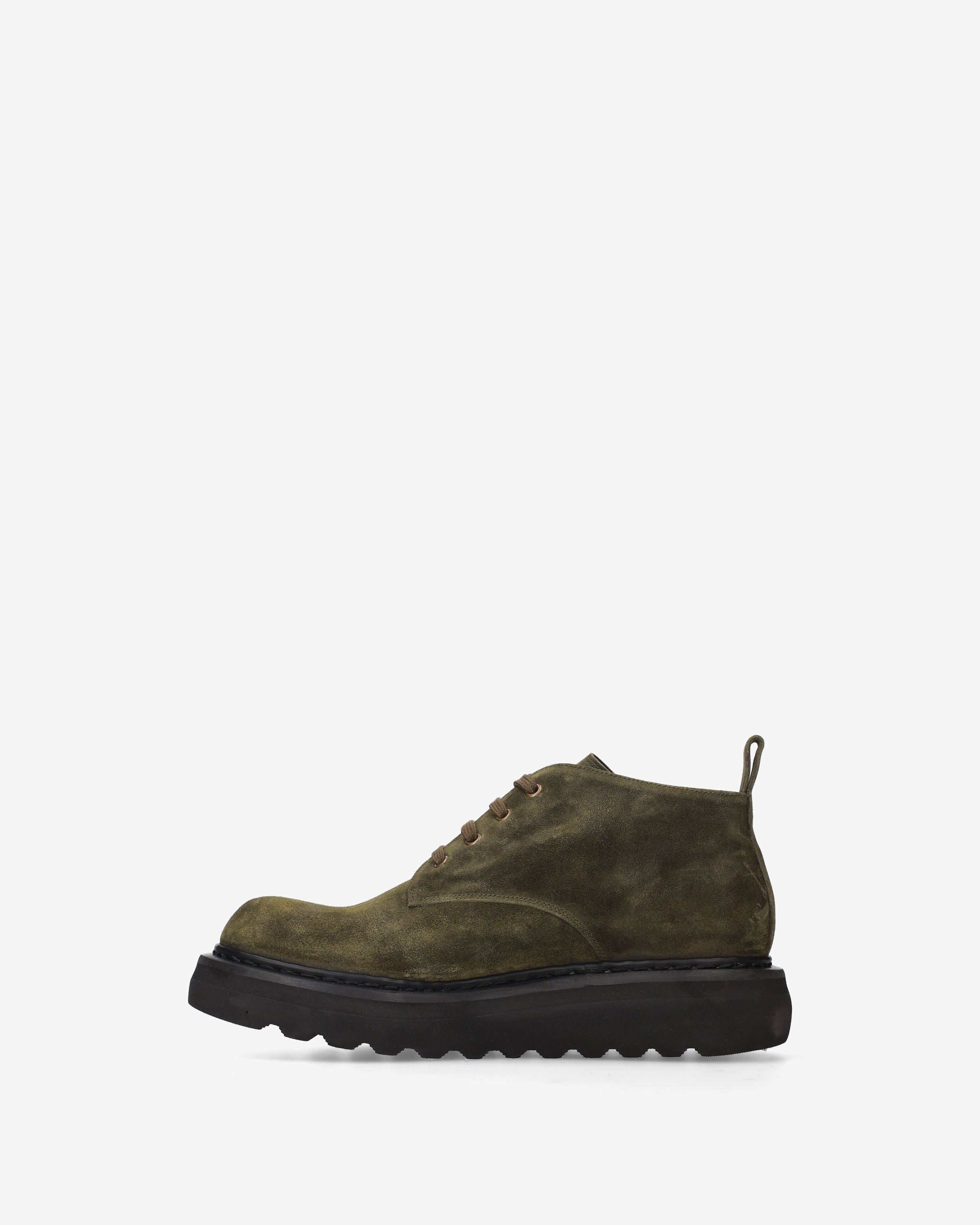 Premiata Boots olive lacets plateforme daim