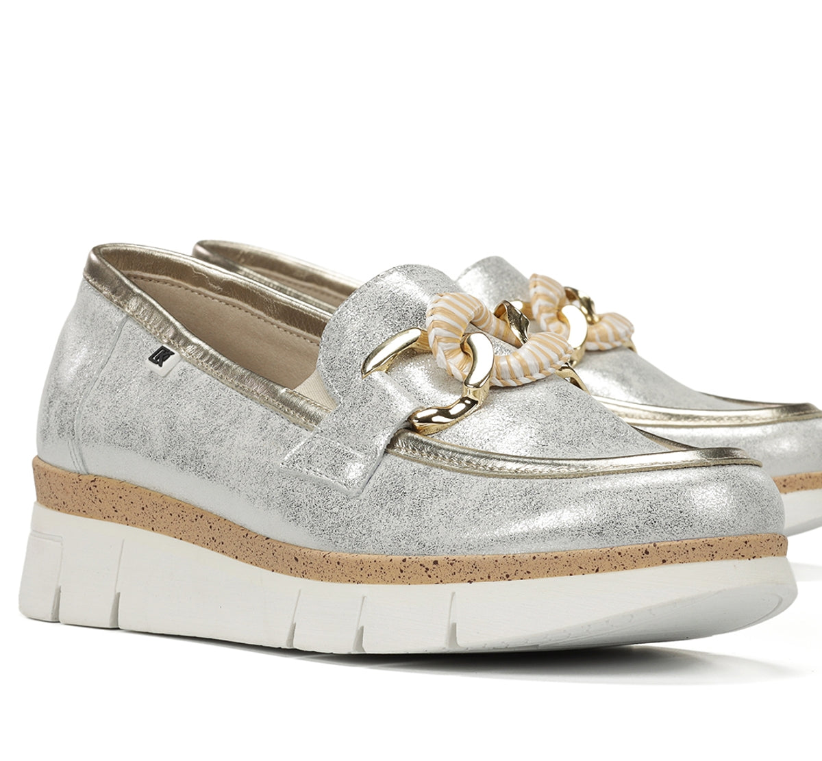 Dorking by Fluchos India D9691 mocassin argent femme