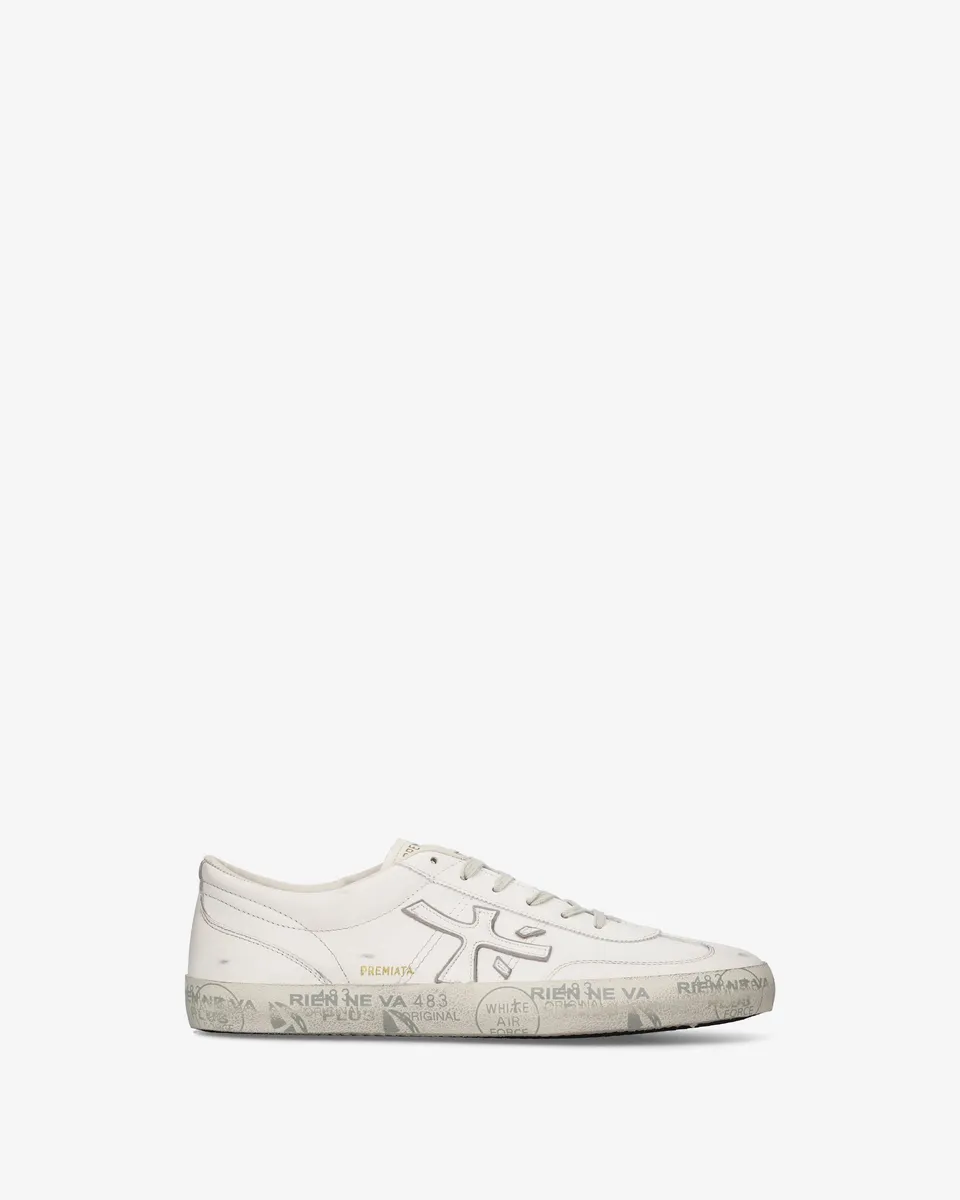 Premiata David 8091 Basket Cuir Blanc Homme