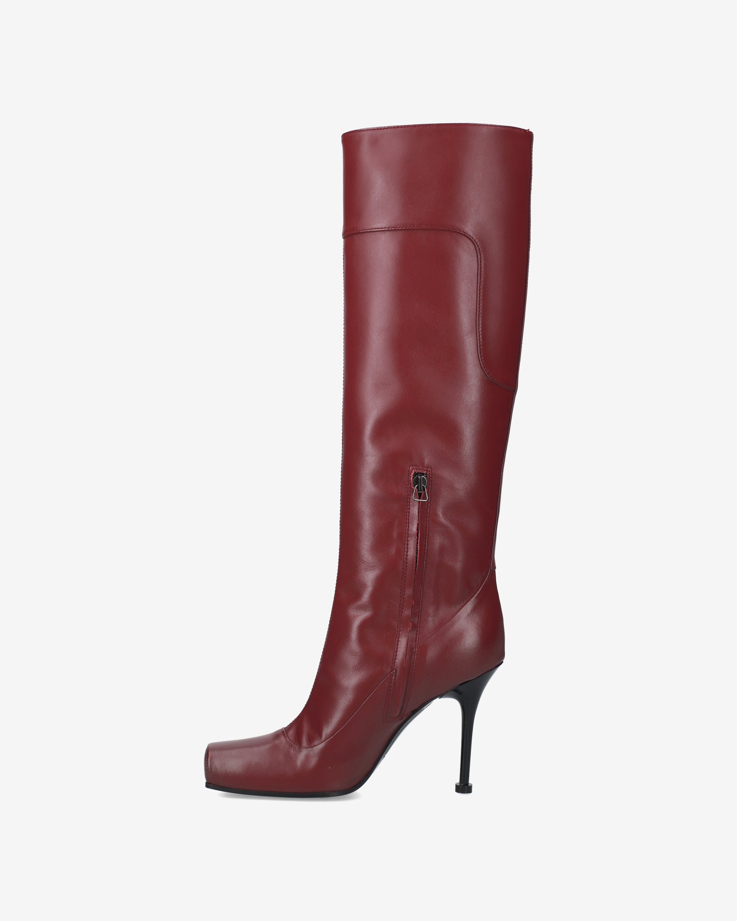 Premiata Bottes Femme Cuir Bordeaux Talon 10 cm