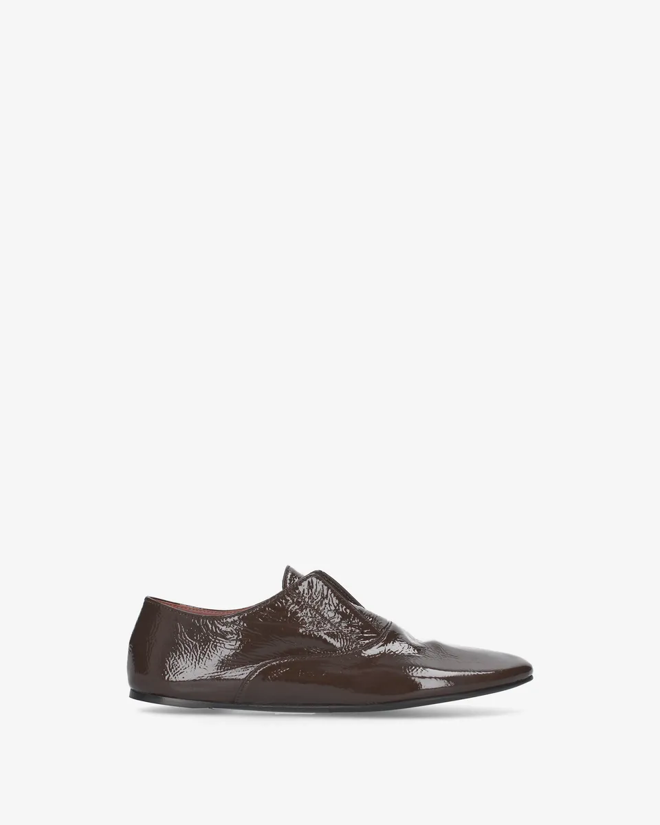 Premiata mocassins femme marron cuir verni slip-on