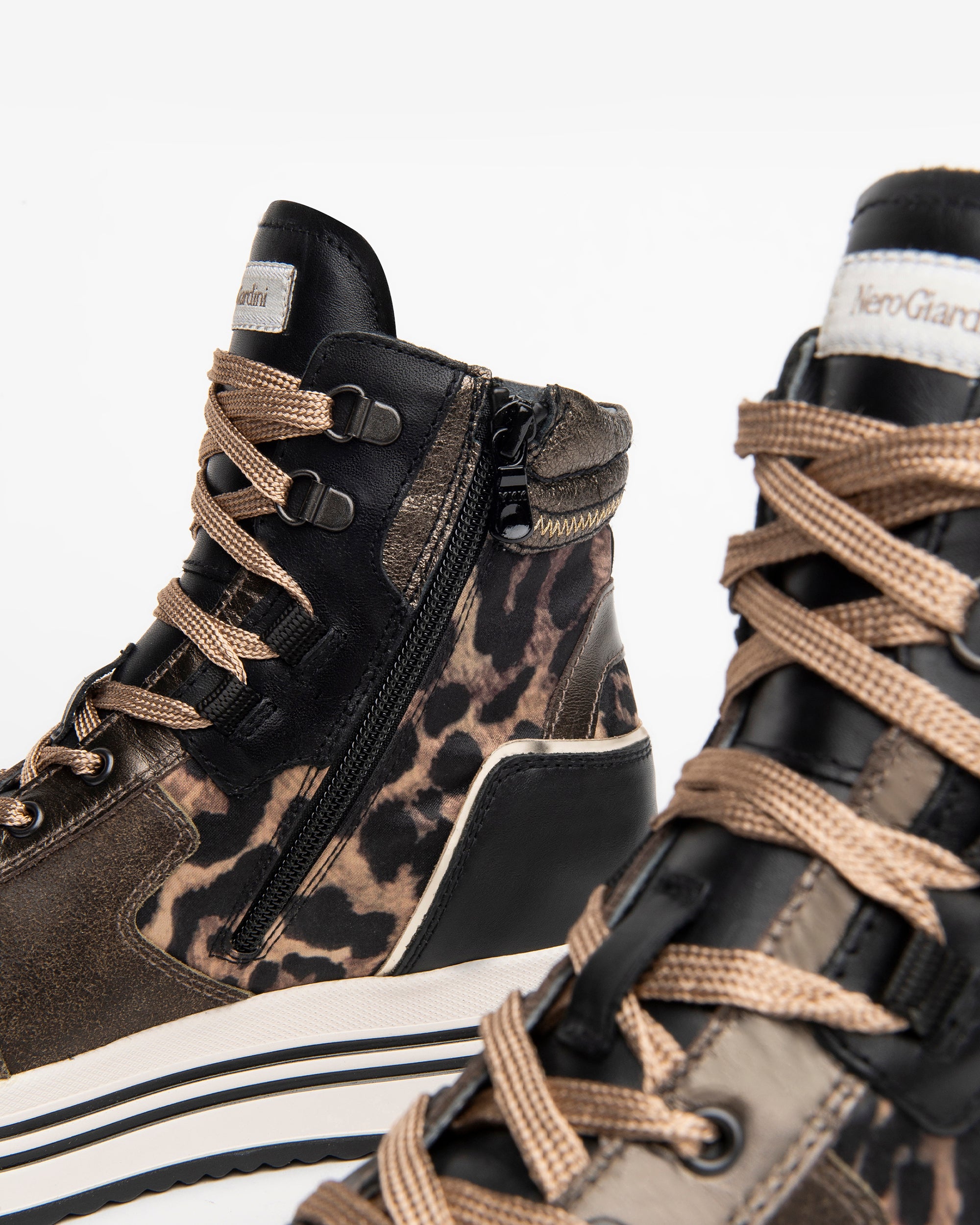 Nero Giardini Sneakers montantes cuir femme plateforme 4,5 cm