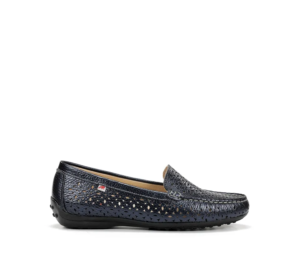 Fluchos Bruni F2157 mocassins femme bleu cuir