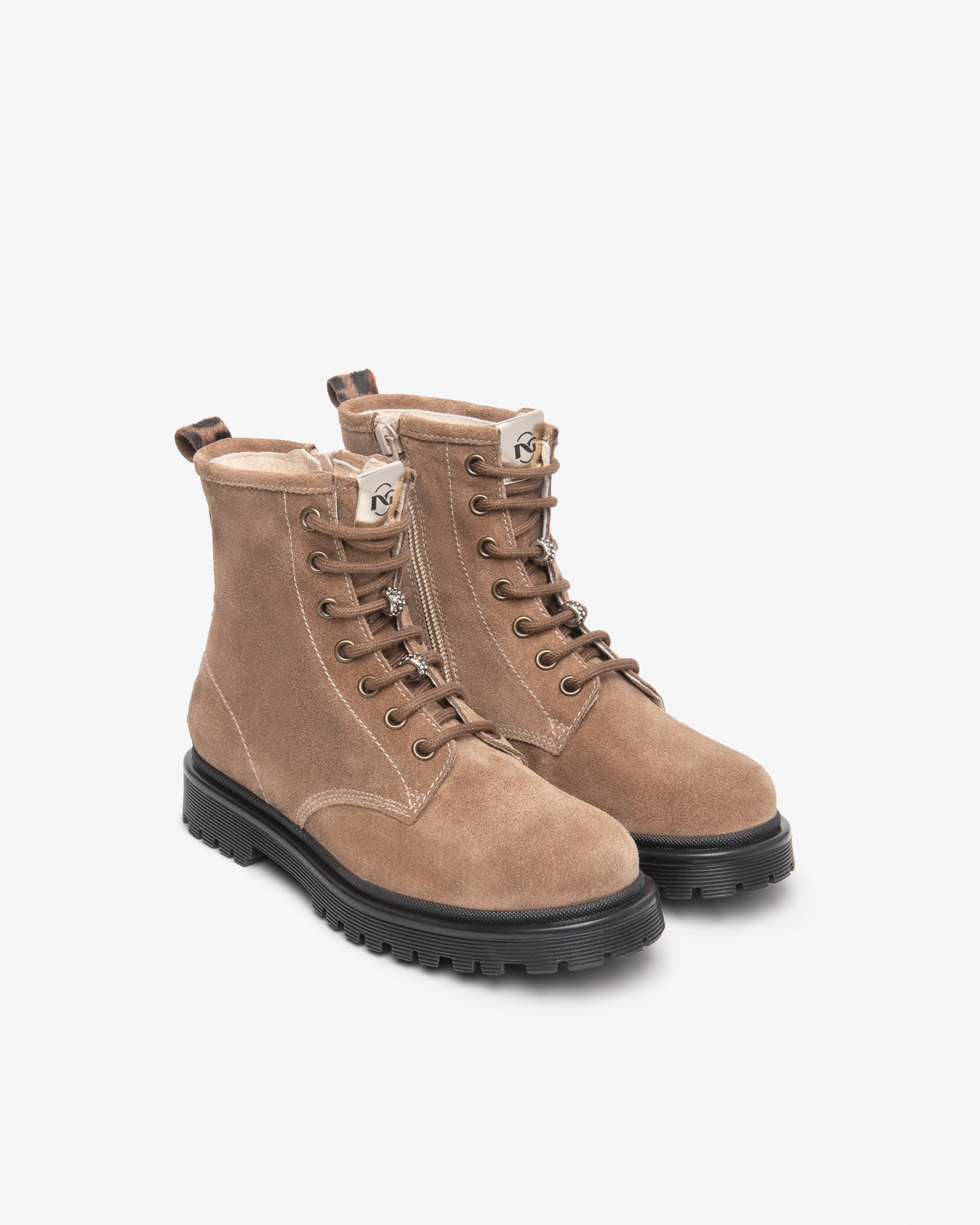 Nero Giardini Combat Boots rangers fille daim strass