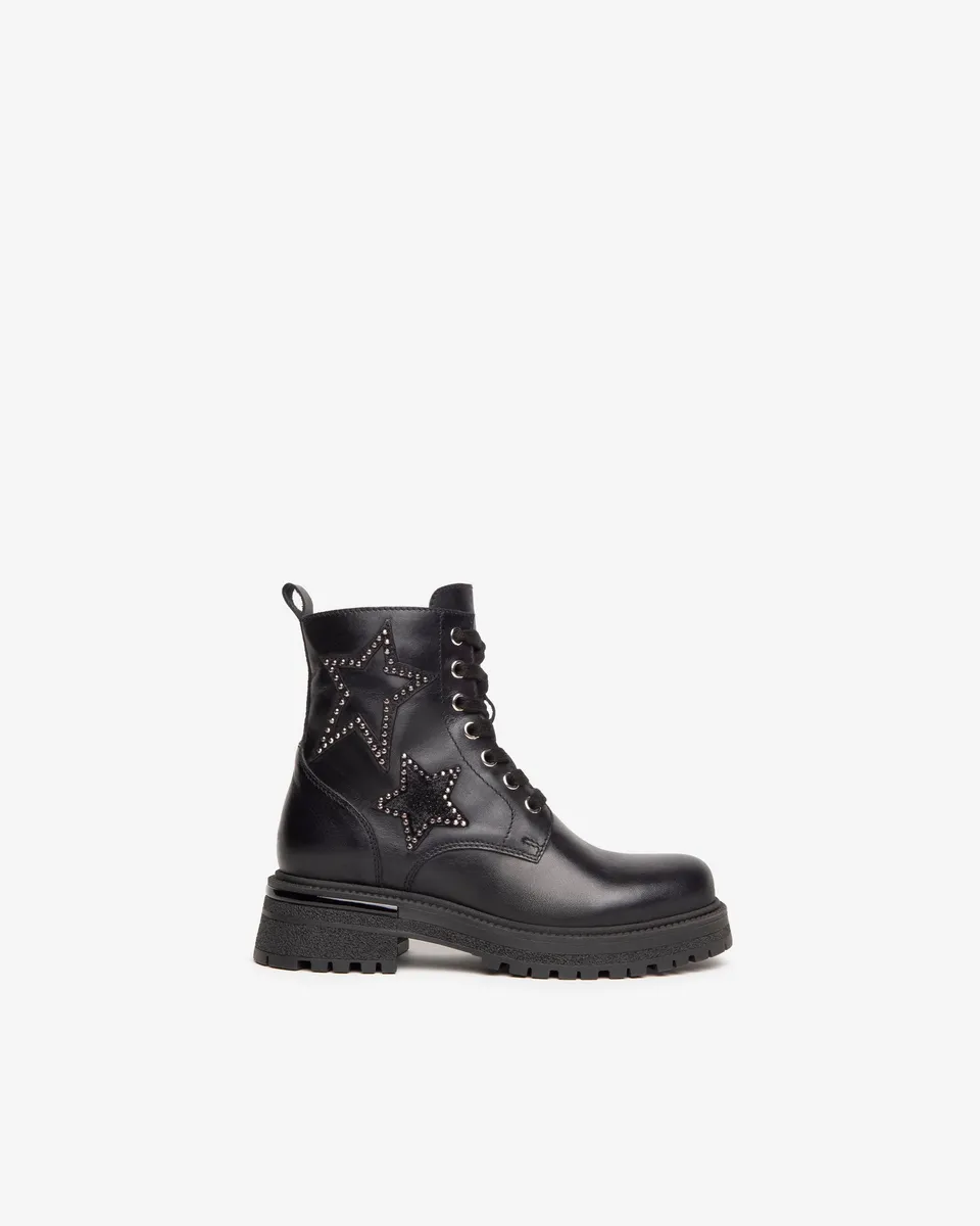 Nero Giardini Combat Boots bottines cuir fille strass