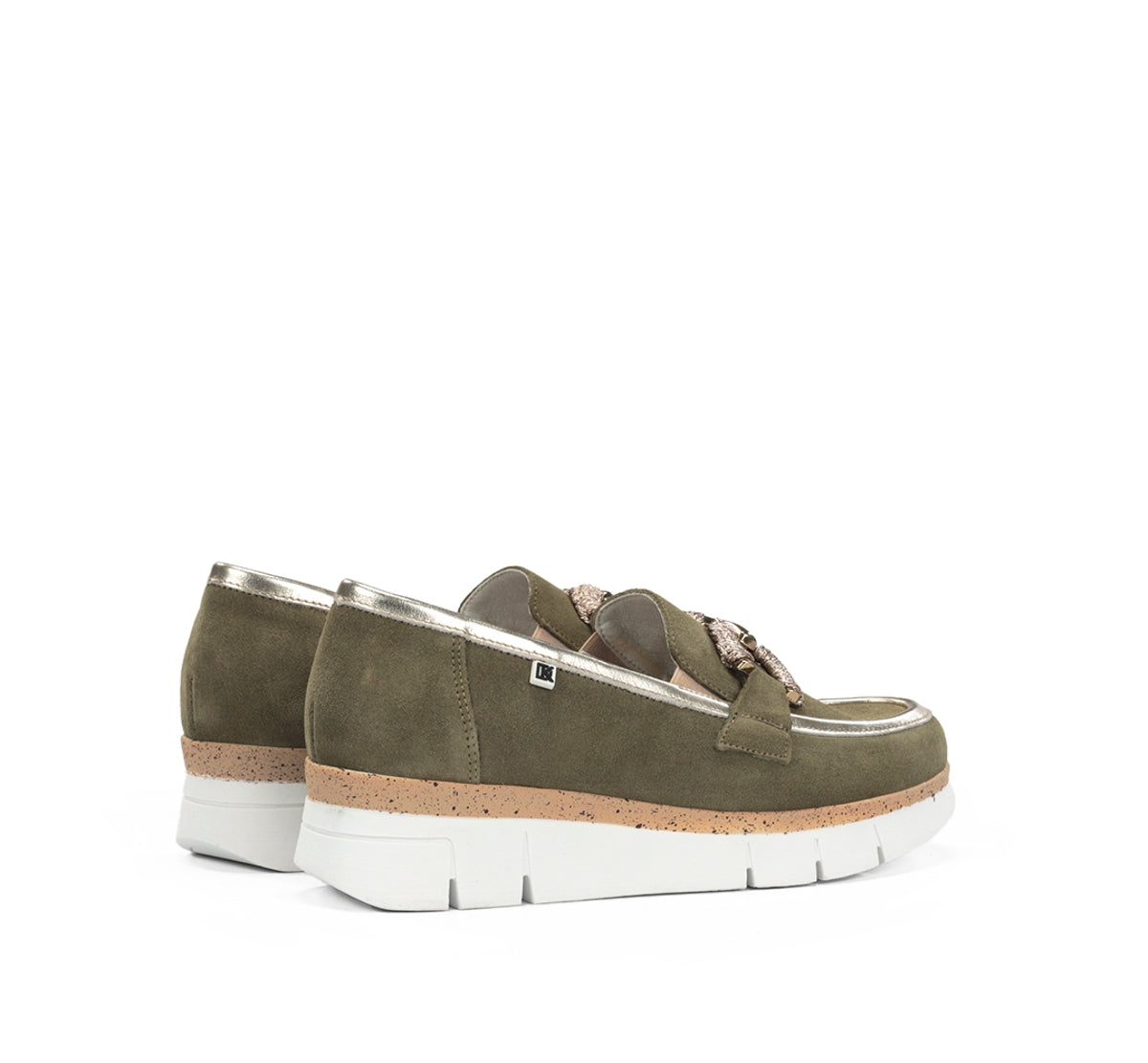 Dorking India D9298 mocassin vert cuir femme