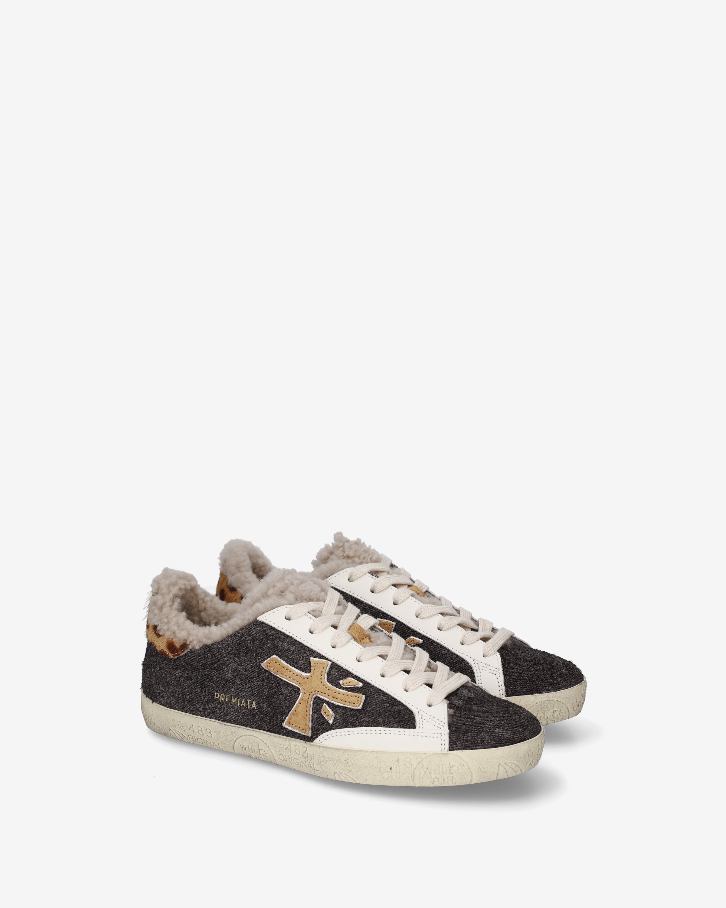 Premiata Stevend 8495m baskets gris fourrure femme