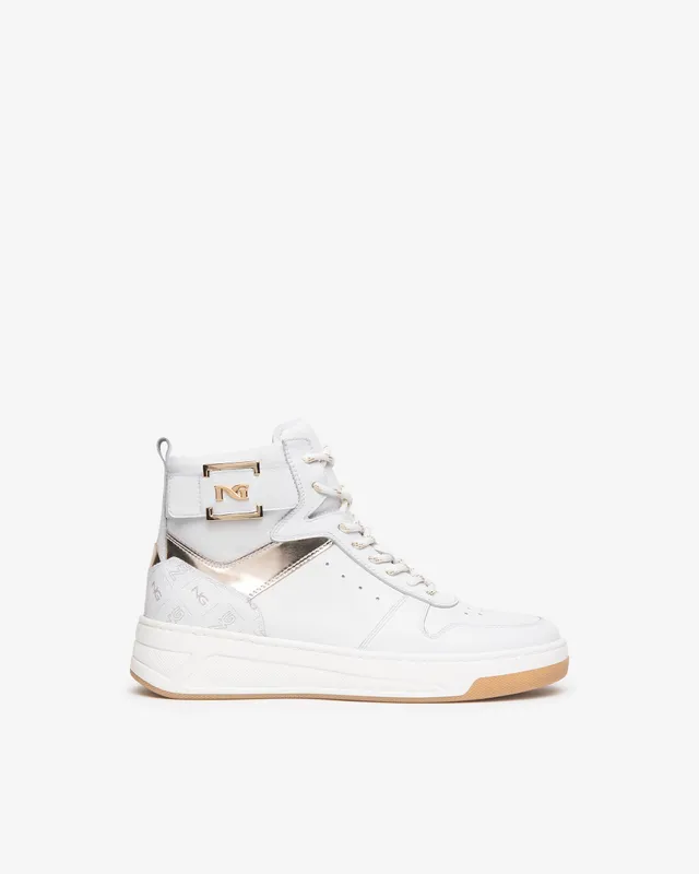 Nero Giardini Sneakers baskets cuir femme montantes monogramme