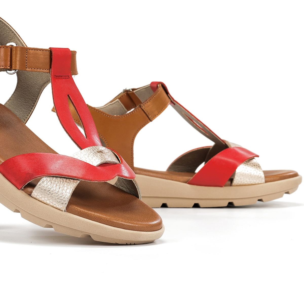 Dorking Gandia D9466 Sandales Rouge Femme Boucle