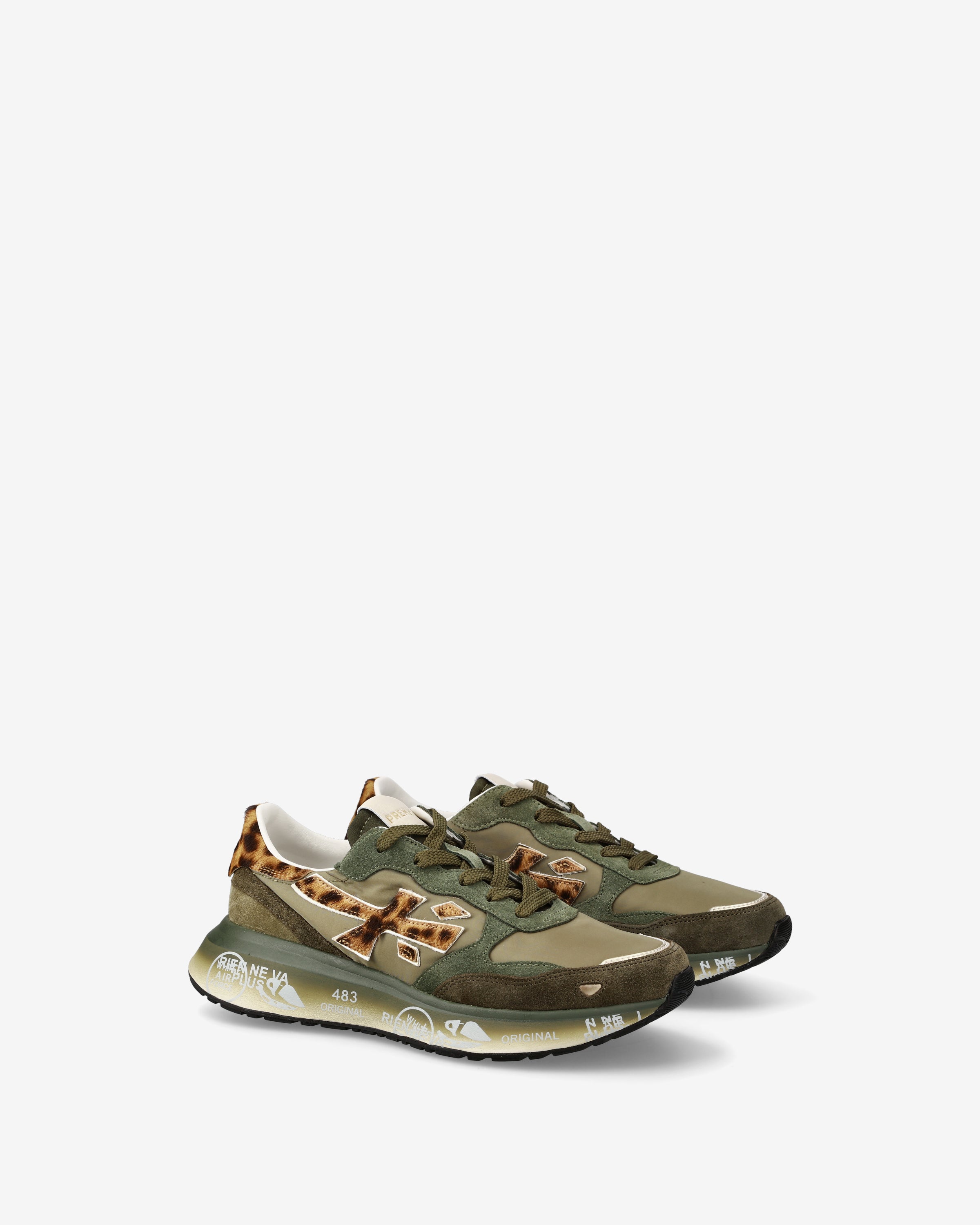 Premiata Lauryn 7790 sneakers femme vert sauge tissu et daim