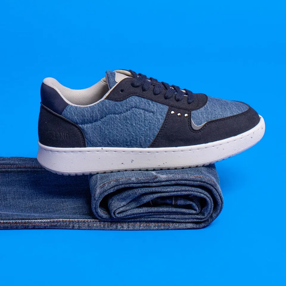 Me.Land Evan basket jean upcyclé denim vegan bleue