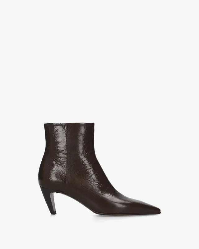 Premiata Boots bottines cuir verni marron talon 6 cm