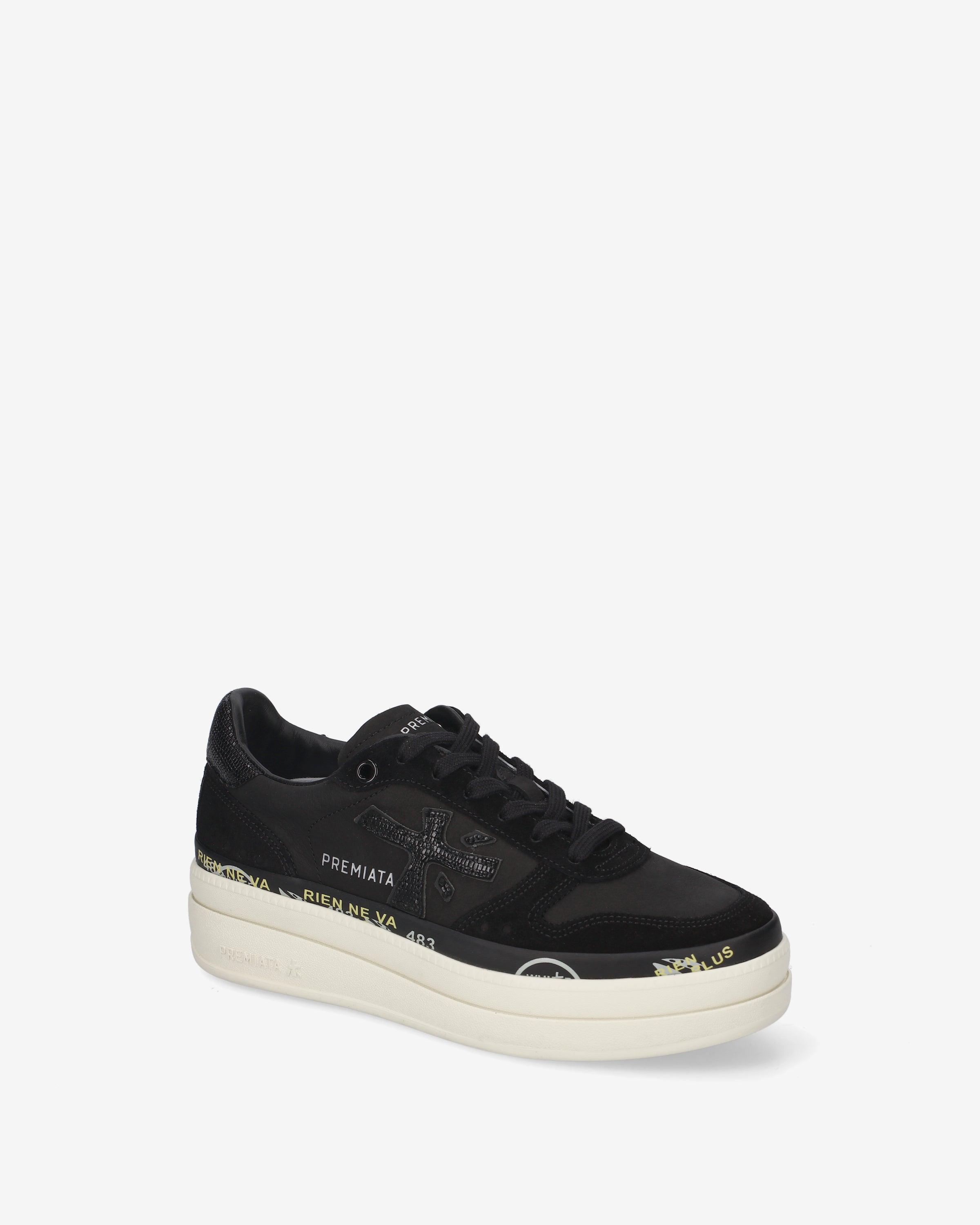 Premiata Micol 8567 sneakers femme cuir noir plateforme