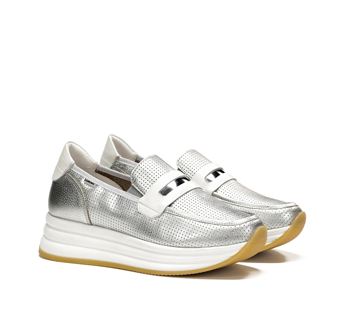 Dorking Draz D9243 mocassins femme argent plateforme
