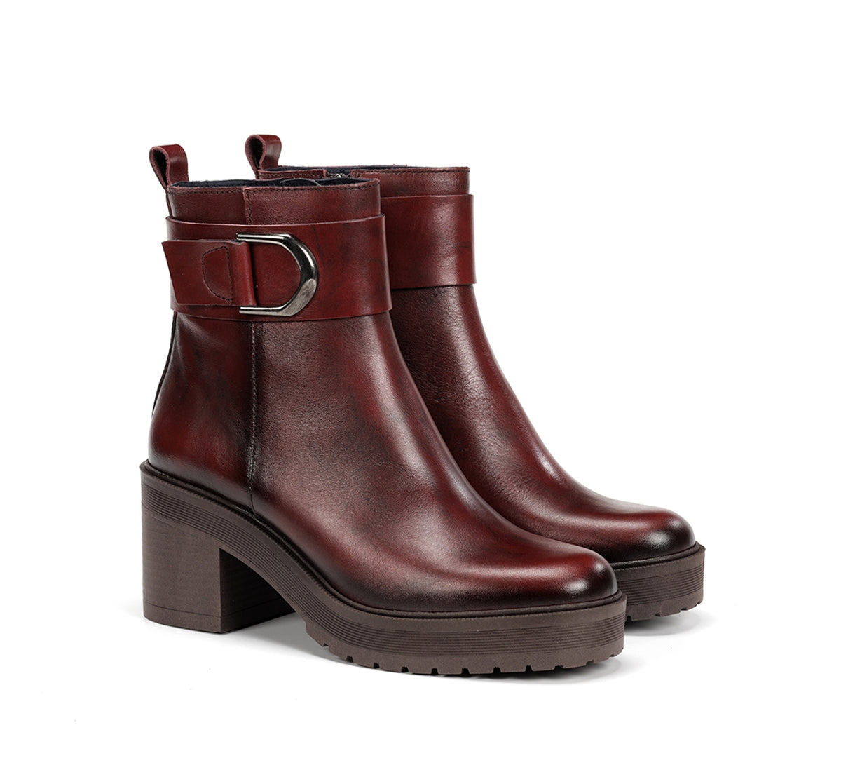 Dorking Sarah D9573 bottines bordeaux talon large